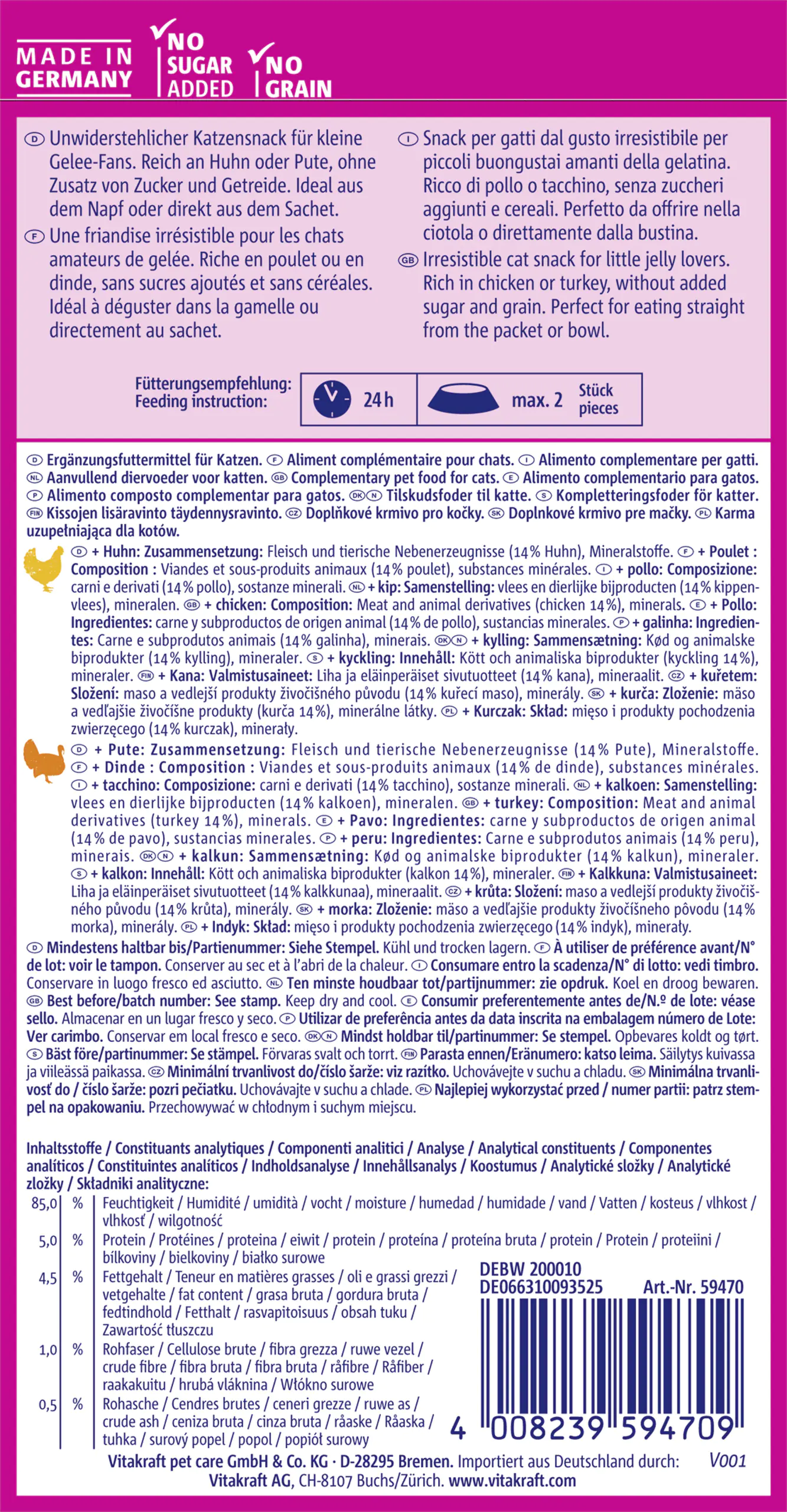 Vitakraft Jelly Lovers Katzensnack Huhn + Pute 6 x 15 g 