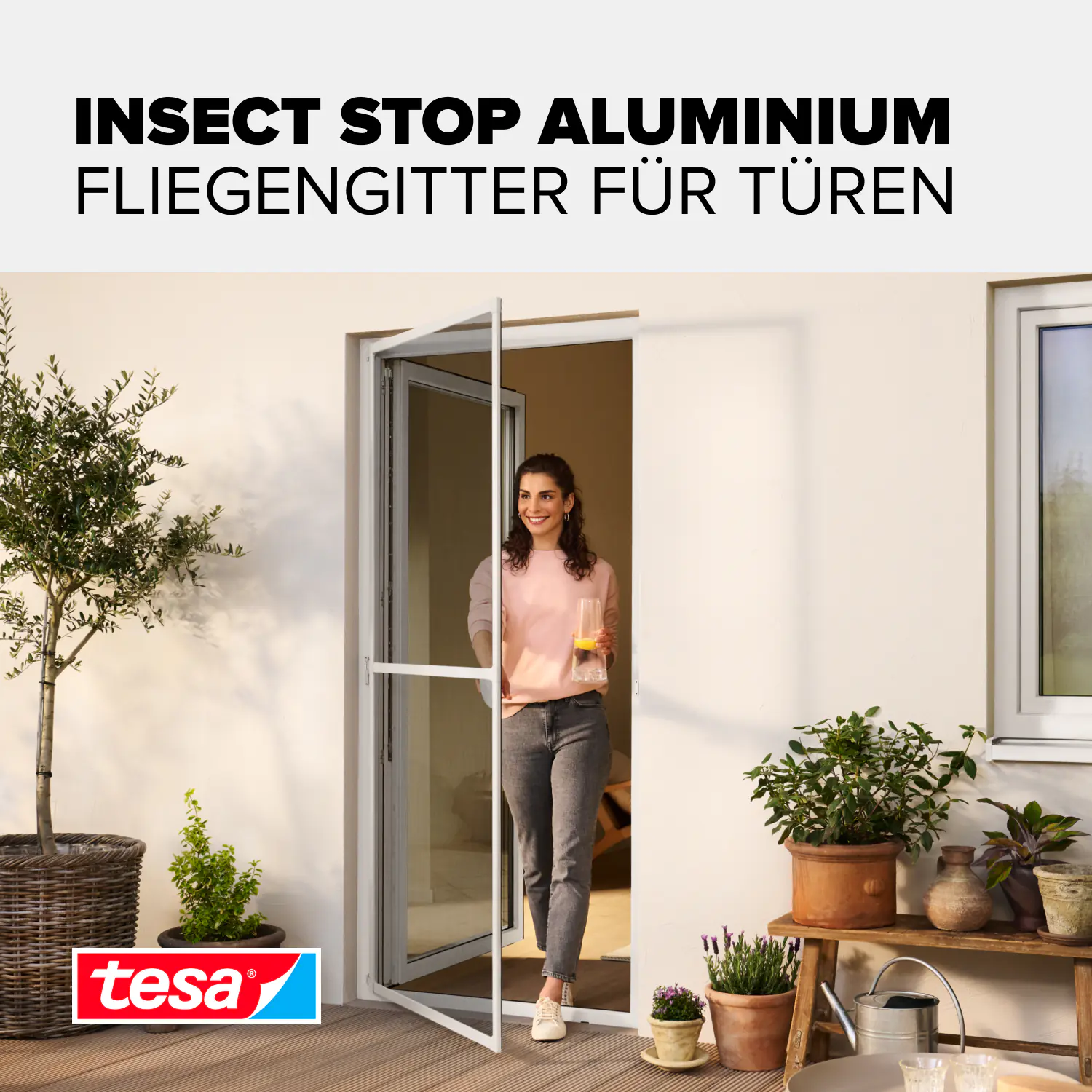 tesa Fliegengitter-Tür Comfort Alurahmen 100 x 220 cm weiß