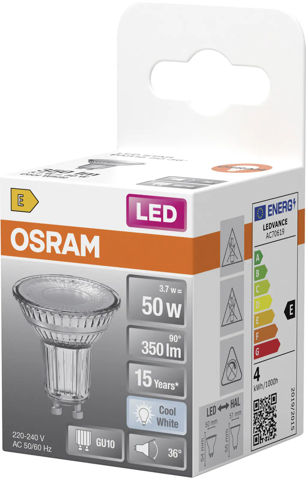 Osram LED Leuchtmittel GU10 Star PAR16 36° 3,7W kaltweiß