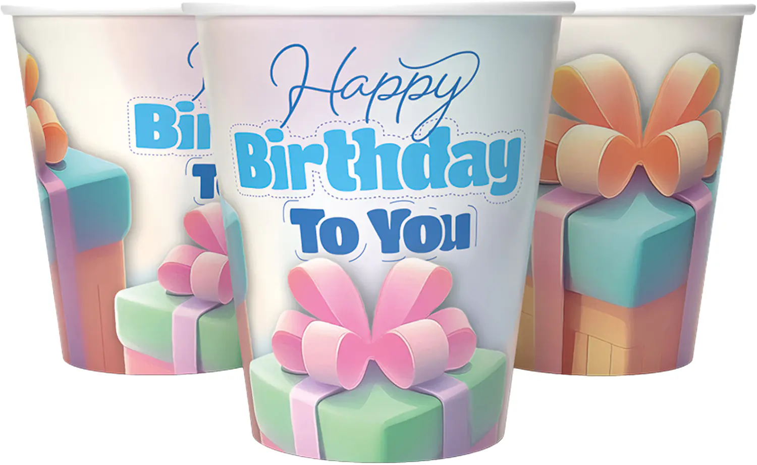 Pappbecher Happy Birthday pastel 250 ml 8 Stück