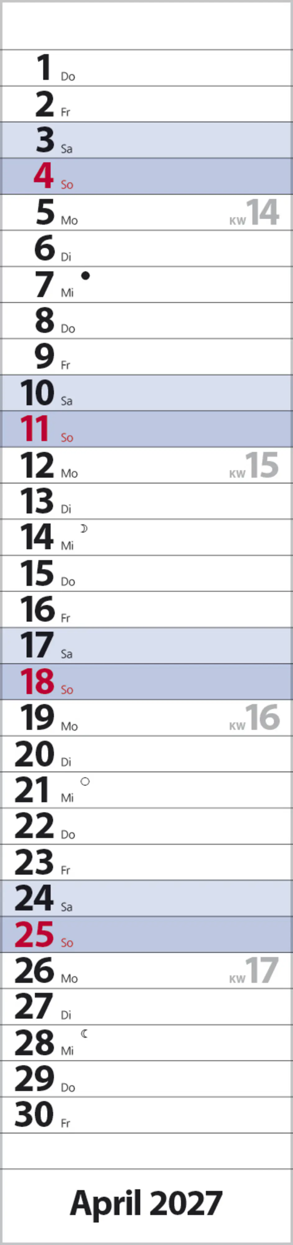 Korsch Kalender Streifenplaner Compact 2027 blau