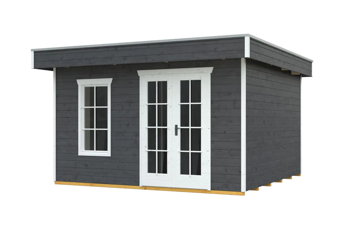 4018211028139_2 SKAN HOLZ Gartenhaus Breda 380 x 300 cm schiefergrau mit Fußboden