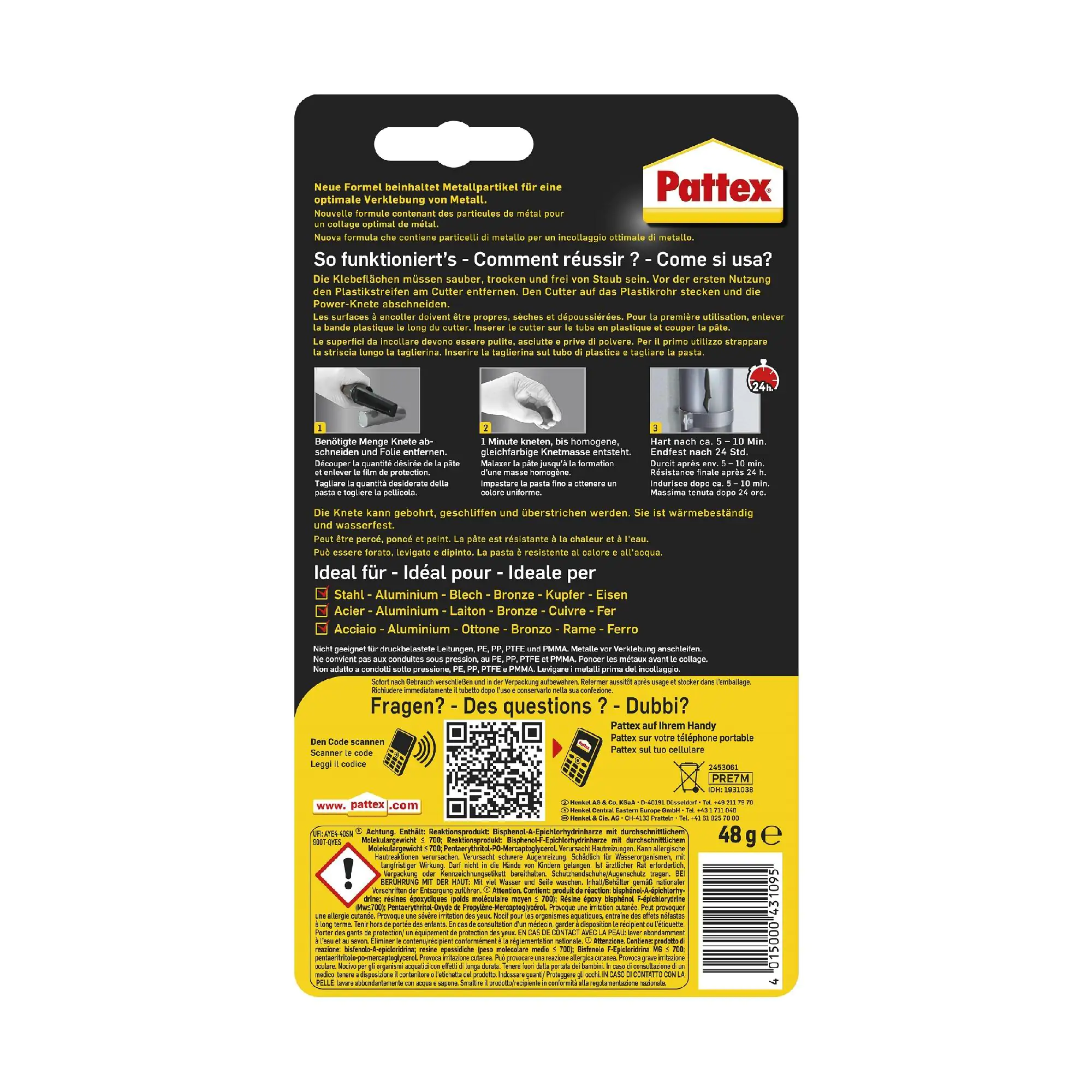 Pattex Repair Express Metall Powerknete 48 g, metallfarben Pattex Repair Express Metall Powerknete 48 g, metallfarben