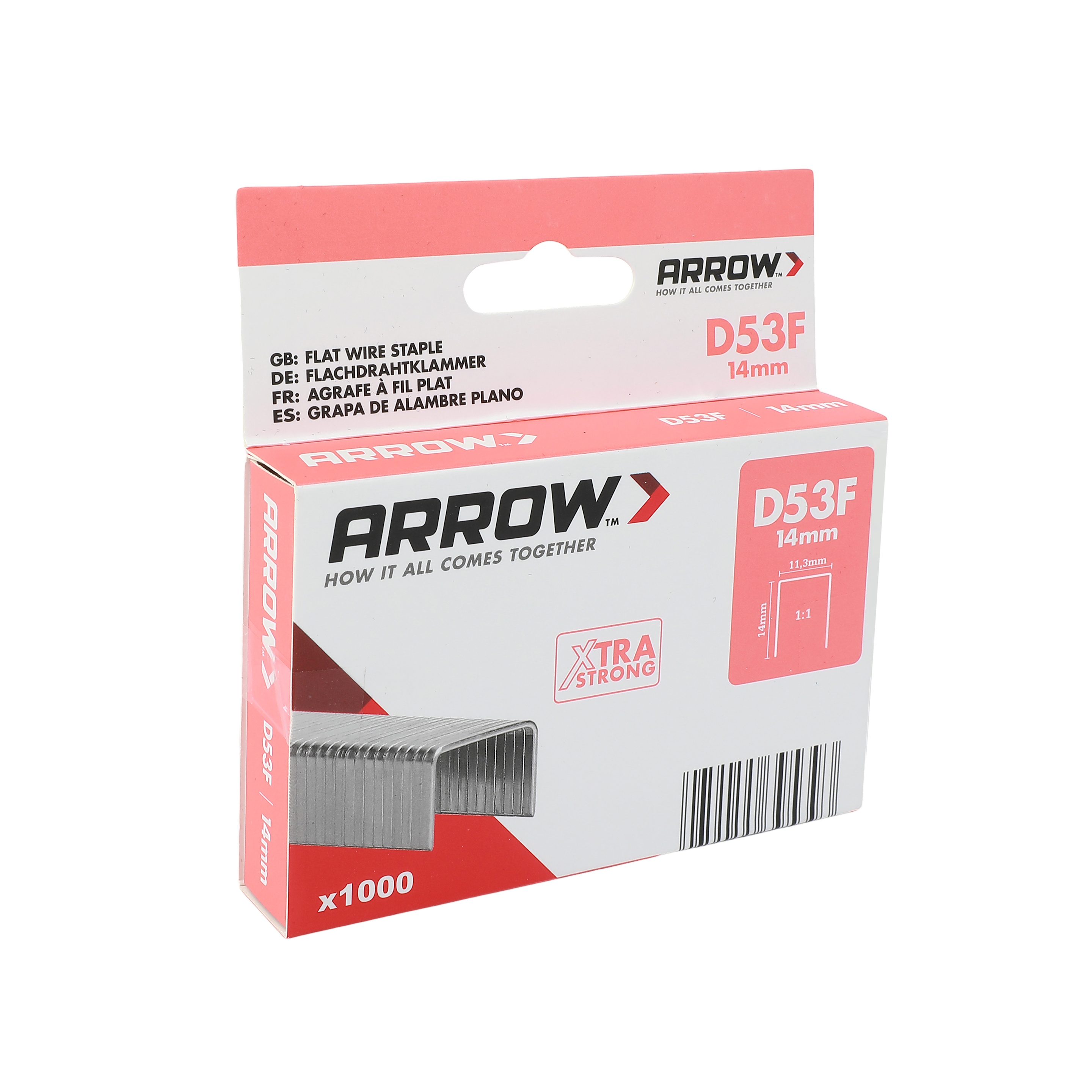 Arrow Tackerklammer Flachtdraht D53F 14 mm Folie 1000 Stück