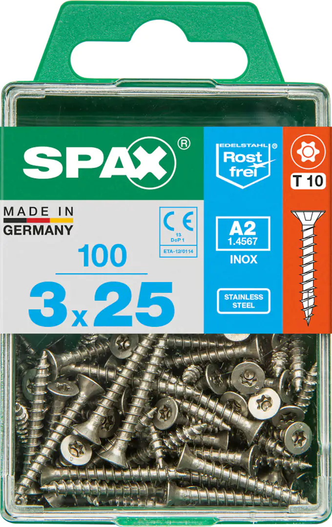 Spax Universalschrauben 3.0 x 25 mm TX 10 Senkkopf - 100 Stk.