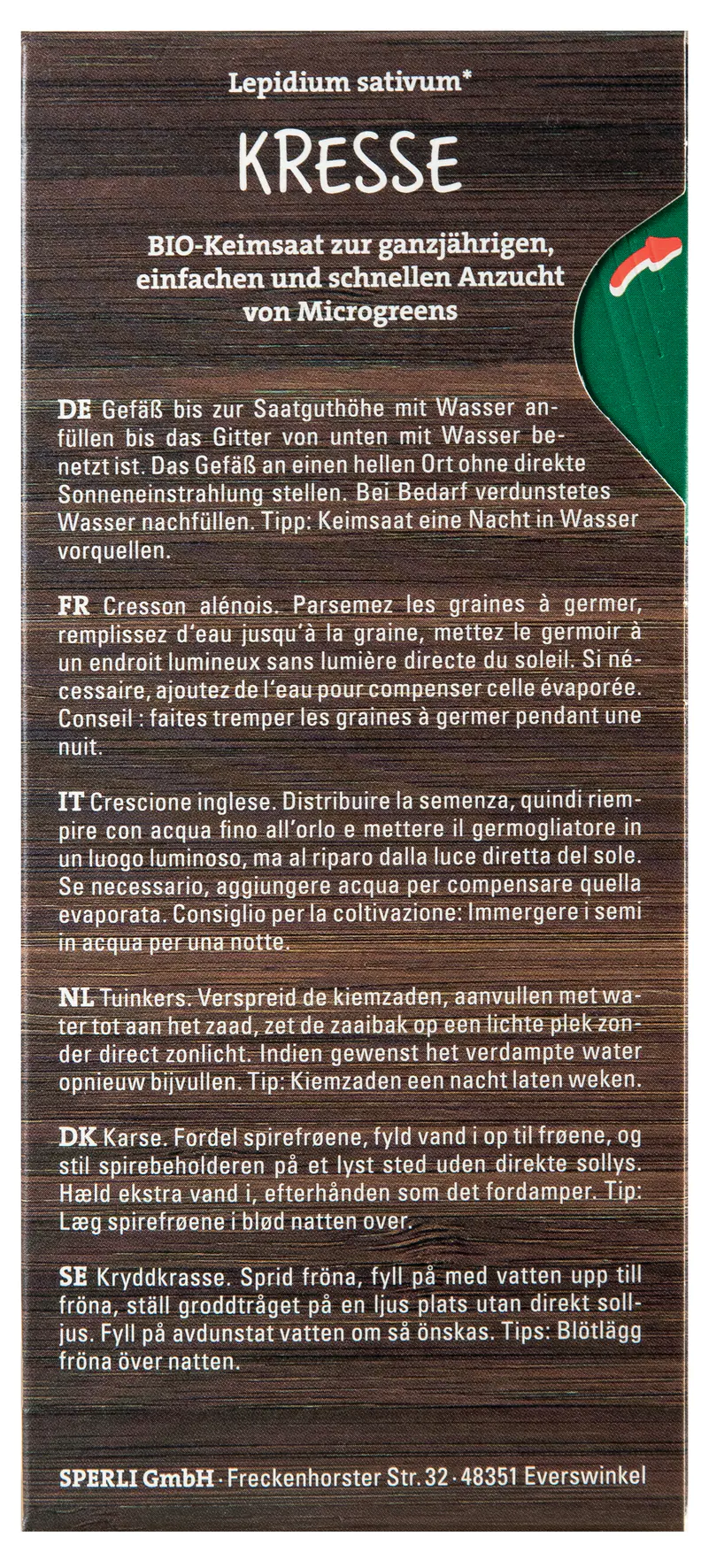 Sperli BIO Microgreen-Saat Kresse Sperli BIO Microgreen-Saat Kresse