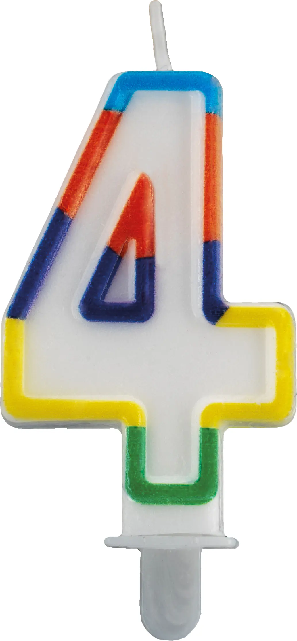 Geburtstagskerze Zahl 4 bunt 6 cm  - 1 Stück