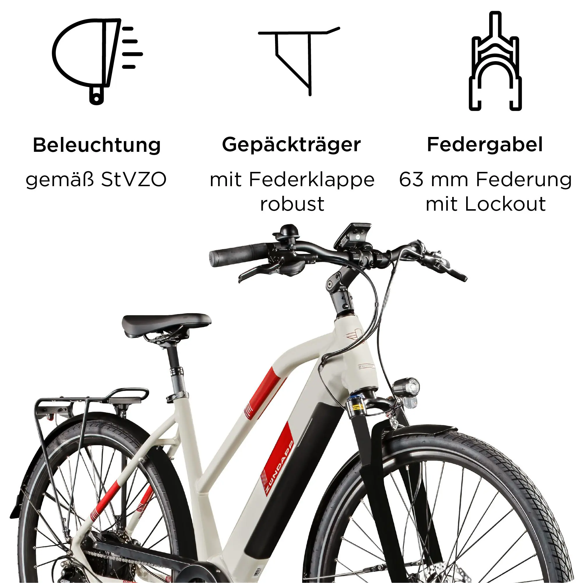 Zündapp E-Bike Z810 Trekking 28 Zoll 8-Gang 550 Wh antique white