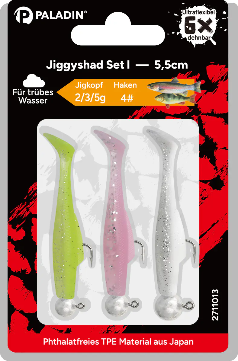 Paladin Angelköder Jiggyshad Set III 5,5 cm bunt