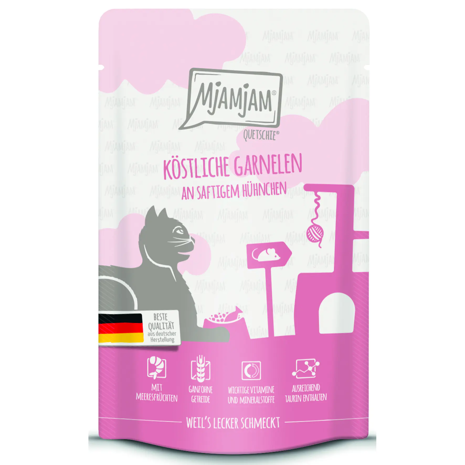 MjAMjAM Adult Quetschie Garnelen an Hühnchen Katzenfutter 125g