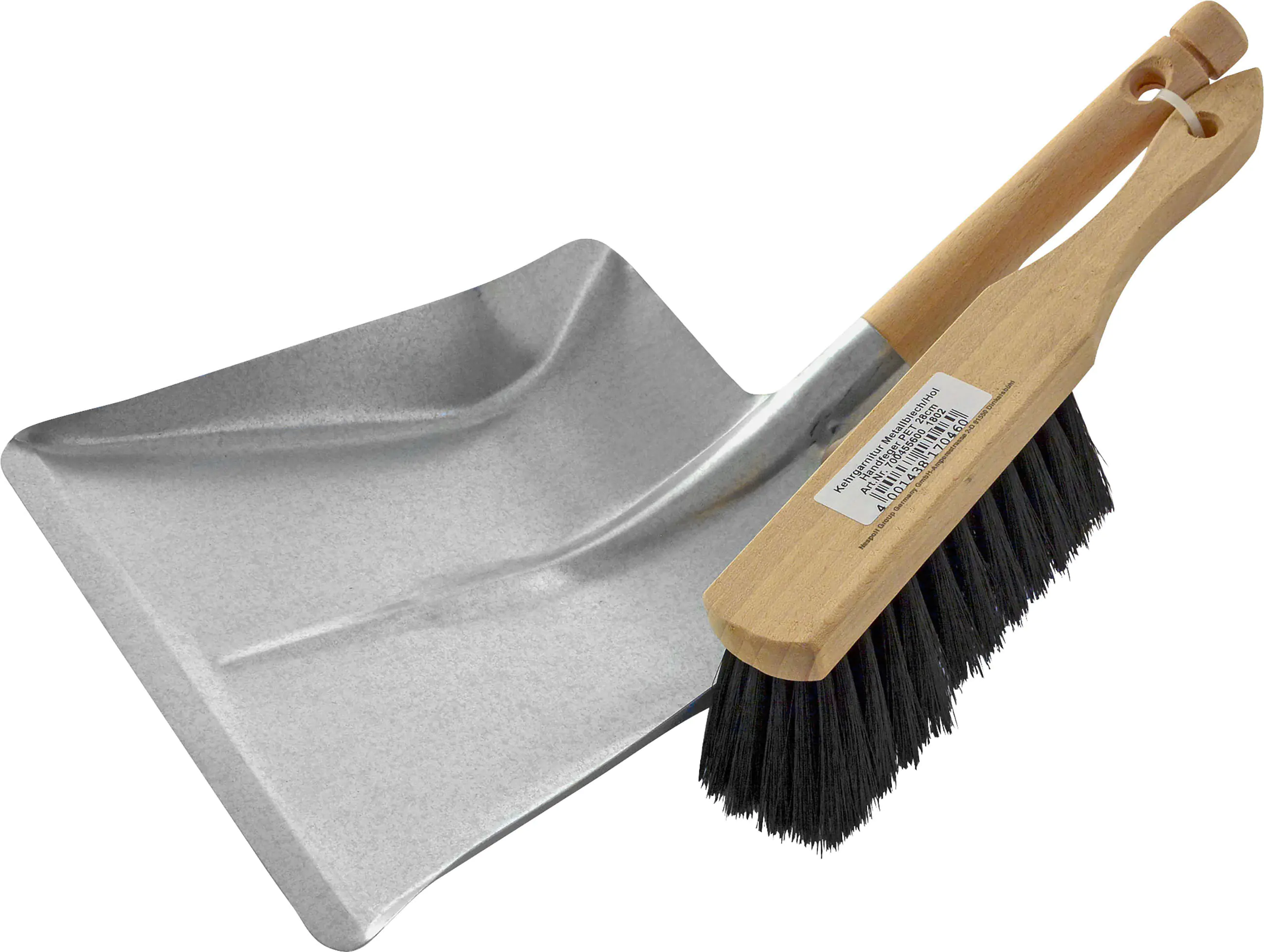 Kehrgarnitur Metallblech Holz Länge 41 cm 