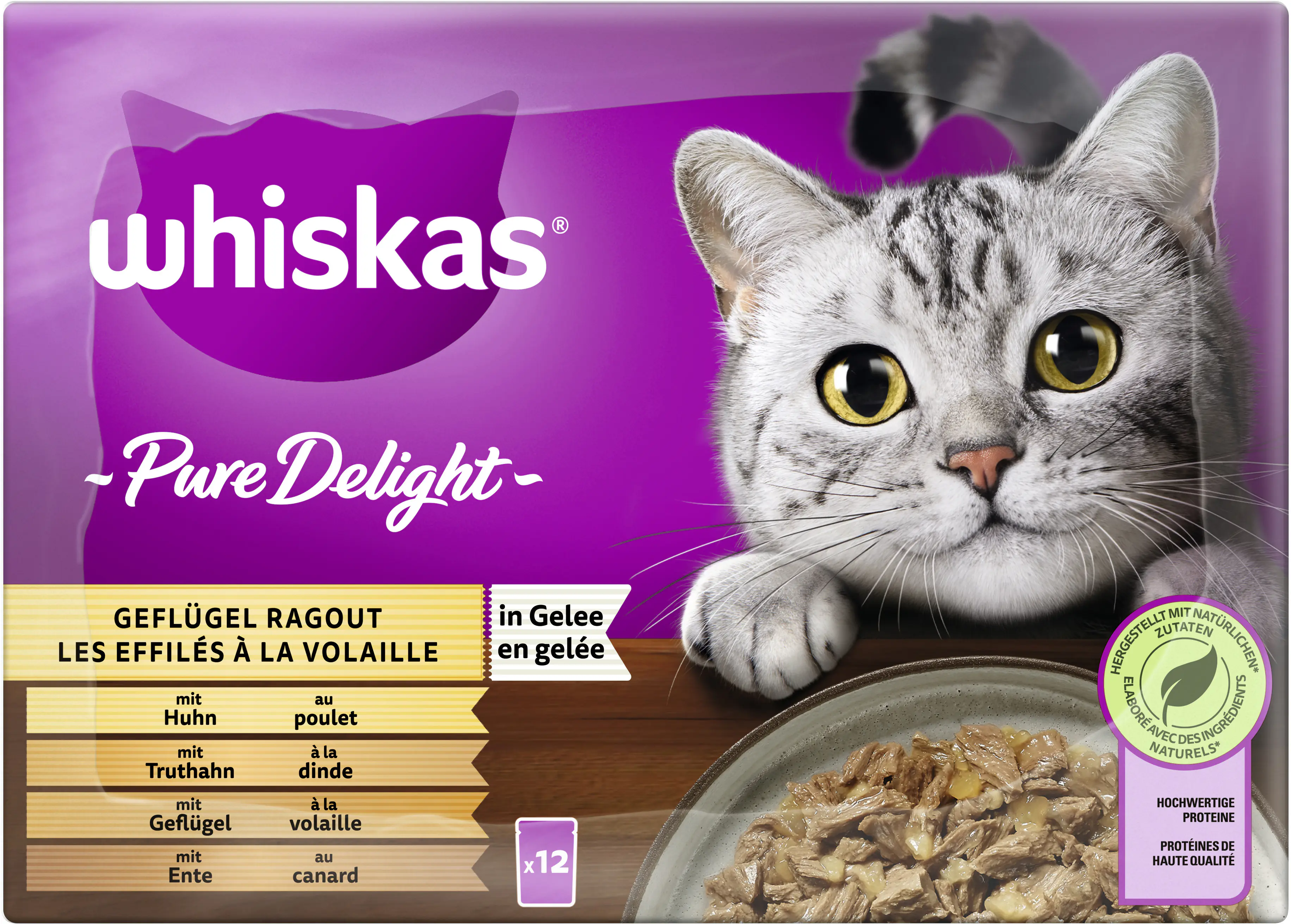 Whiskas Multipack Pure Delight Geflügelragout Katzenfutter 12 x 85 g