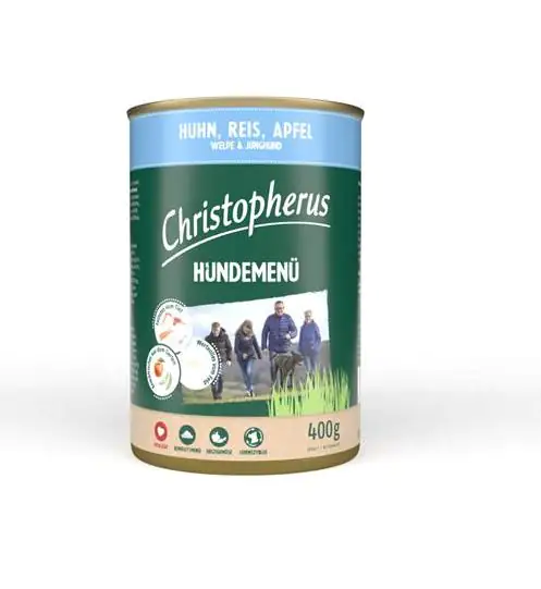 Christopherus Menu Junior Huhn, Reis & Apfel Hundefutter 400g Christopherus Menu Junior Huhn, Reis & Apfel Hundefutter 400g