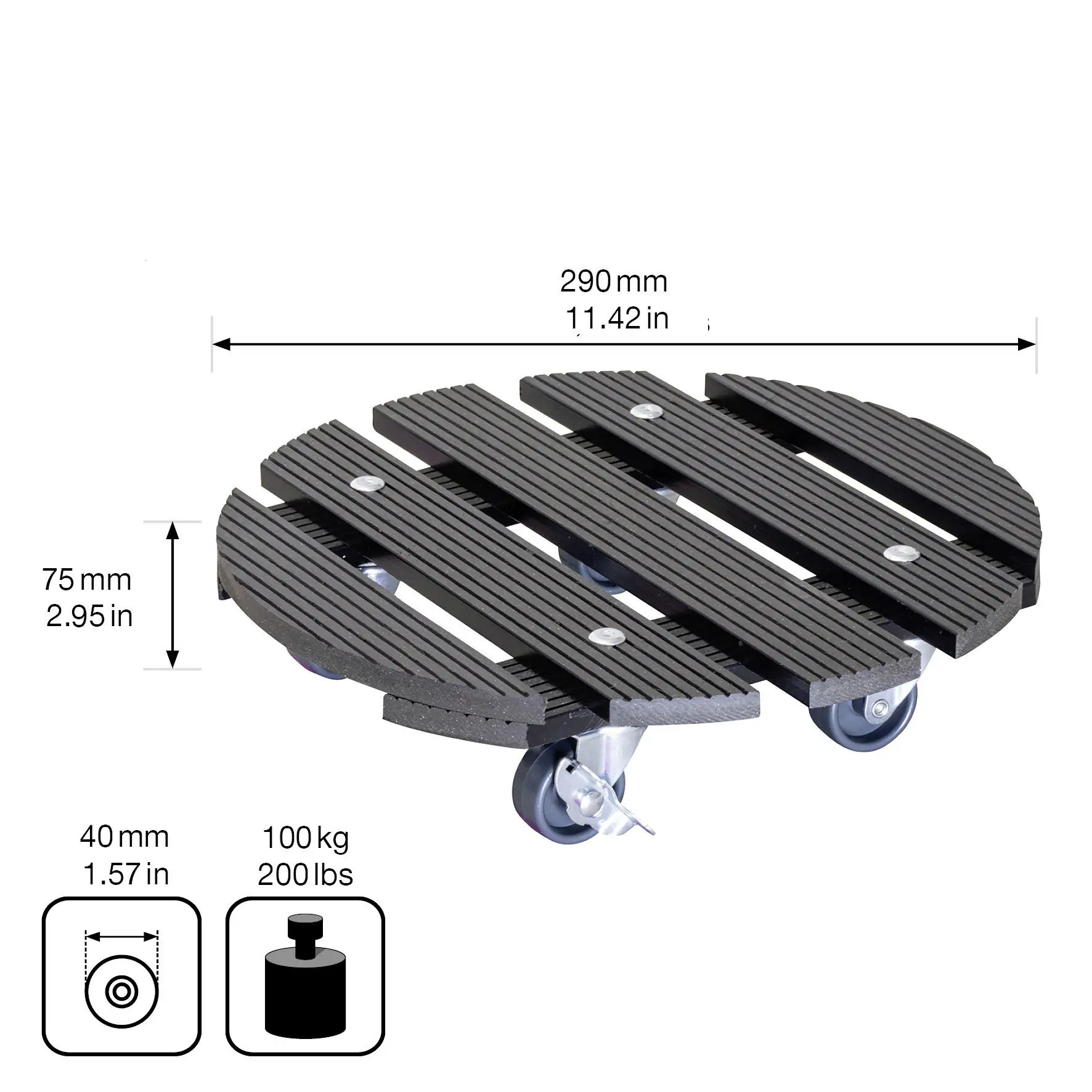 WAGNER Pflanzenroller WPC rund Ø 29 cm Tragkraft bis max. 100 kg