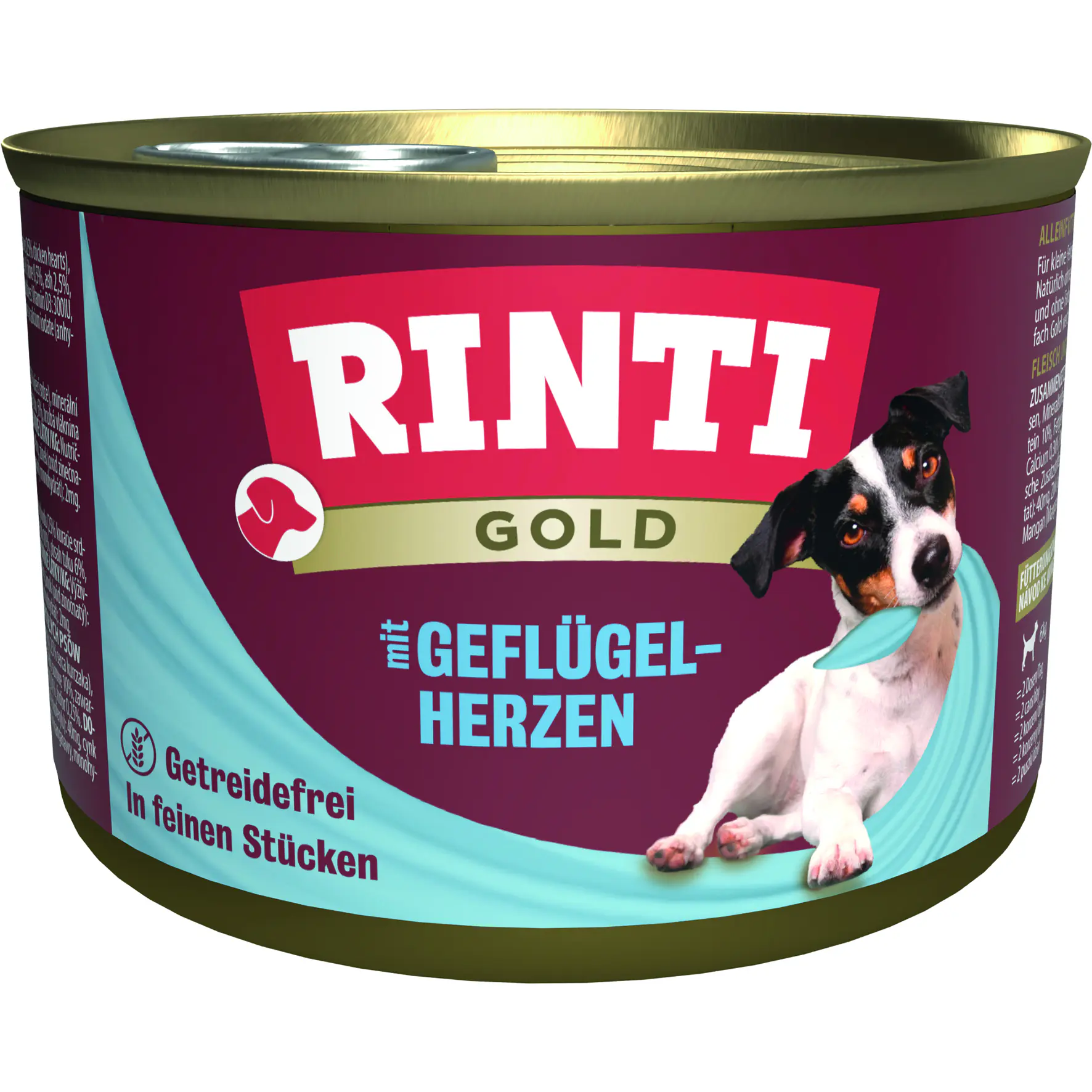 Rinti Gold Hundenassfutter Adult getreidefrei 185 g Geflügelherzen