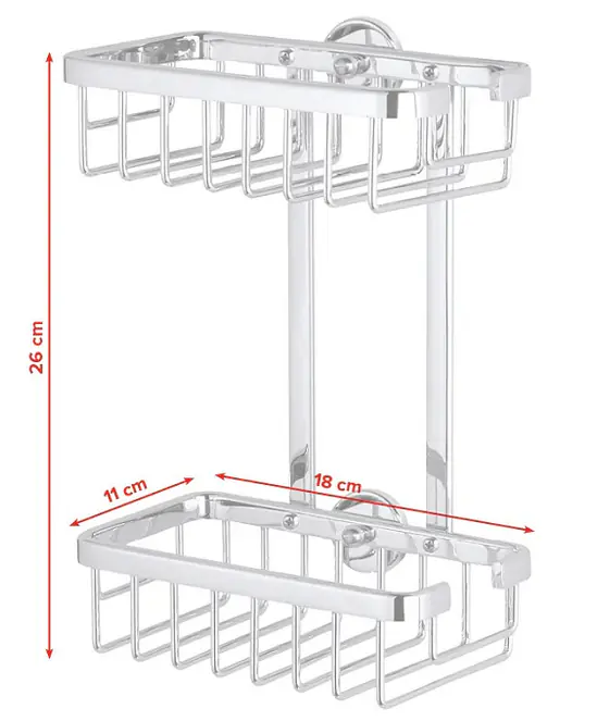 tesa Duschkorb ALUXX zum Kleben viereckig 2 Ablagen verchromt 26 cm tesa Duschkorb ALUXX zum Kleben viereckig 2 Ablagen verchromt 26 cm