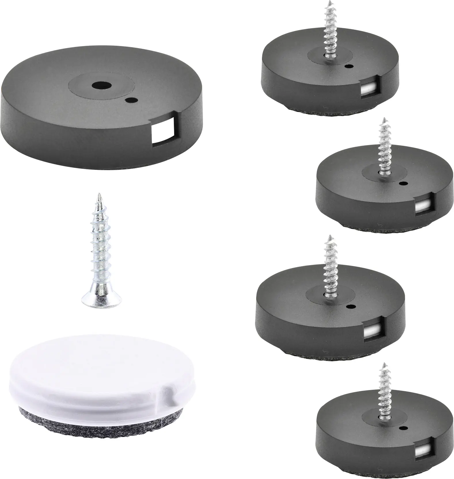 Wagner Möbelgleiter zum Anschrauben Ultrasoft schwarz grau Ø 25 mm - 4 Stück 