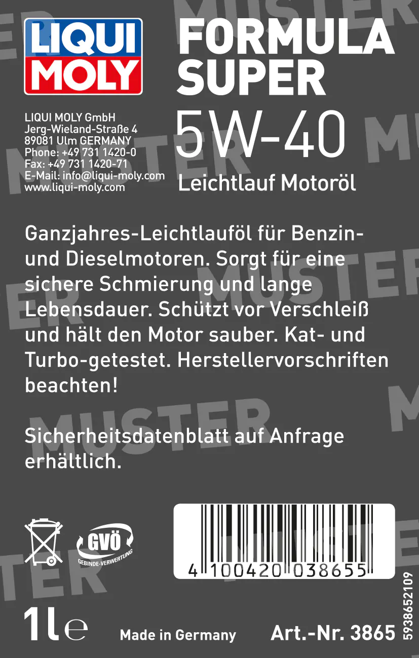 Liqui Moly Motoröl Formula Super 5W-40LL 1 L
