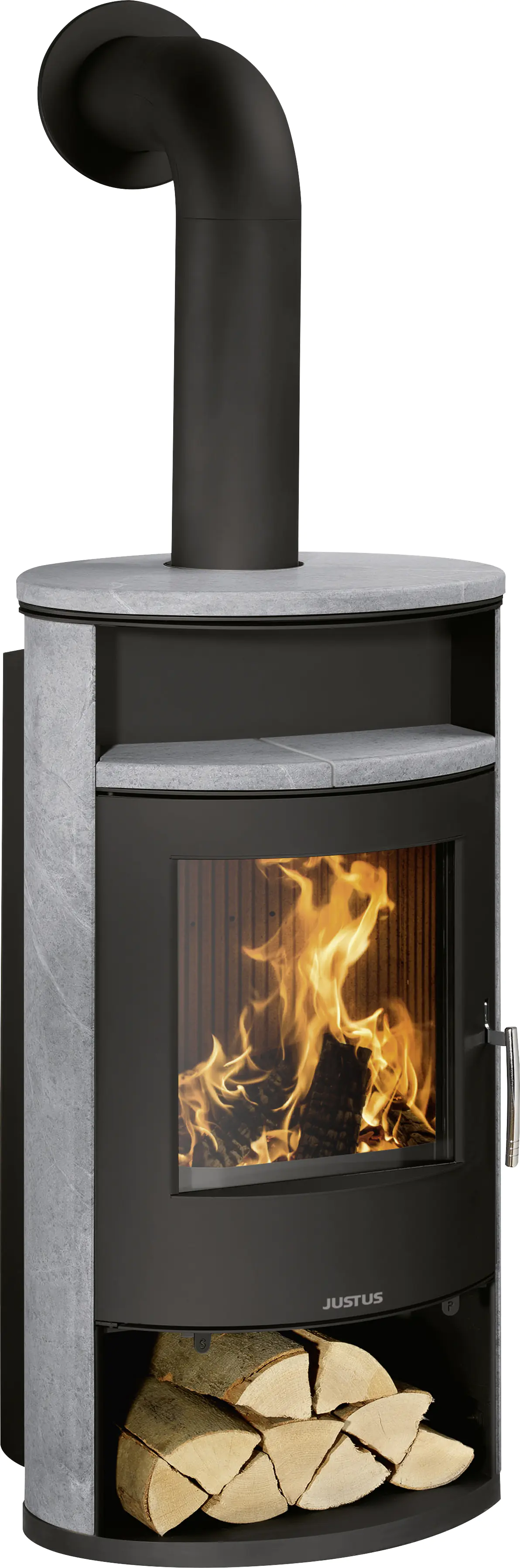 Justus Kaminofen Island AQUA II Speckstein Stahl schwarz-grau 10 kW Justus Kaminofen Island AQUA II Speckstein Stahl schwarz-grau 10 kW