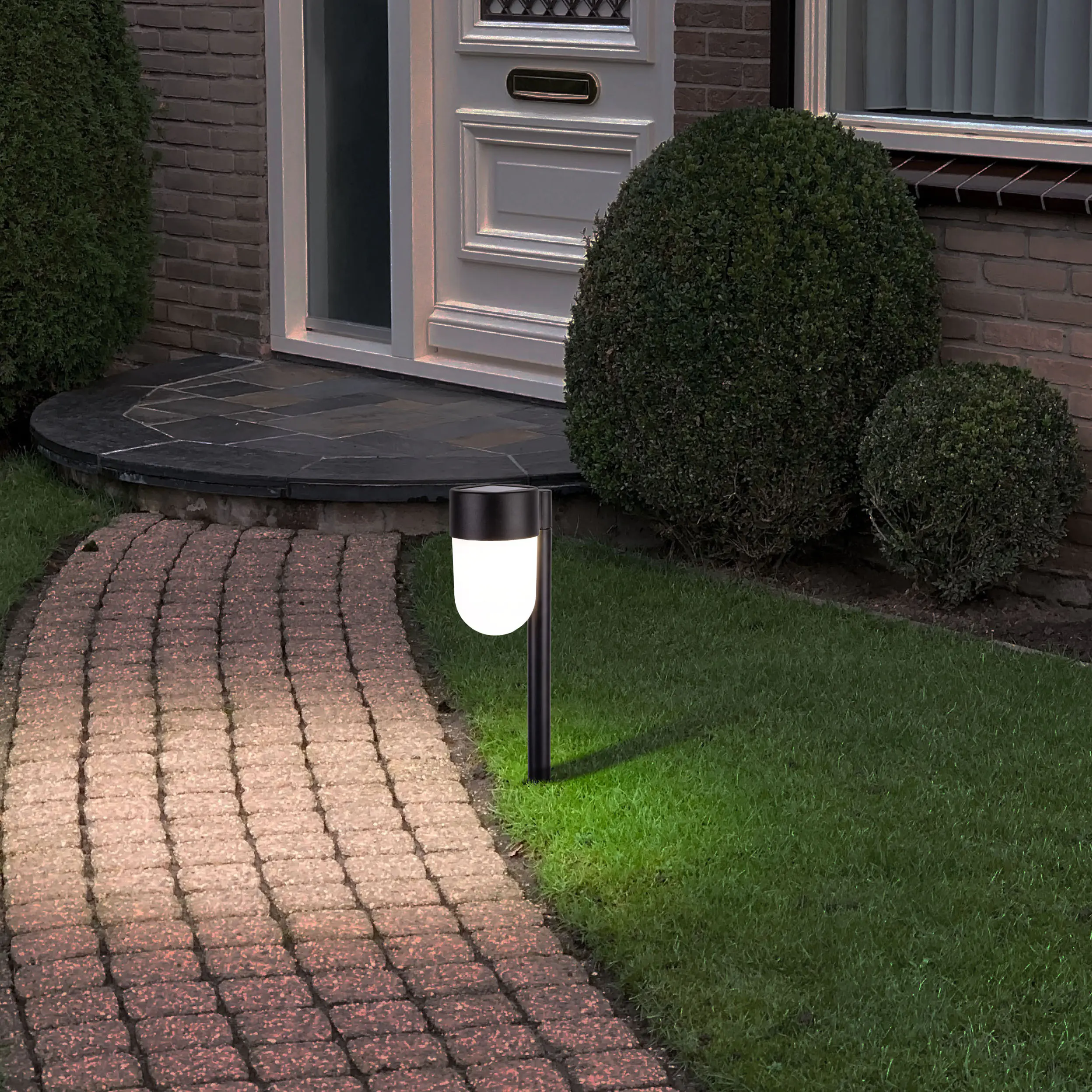 Näve Solar-Gartenleuchte LED mit Dämmerungssensor Sina 47,2 cm schwarz 2er Set