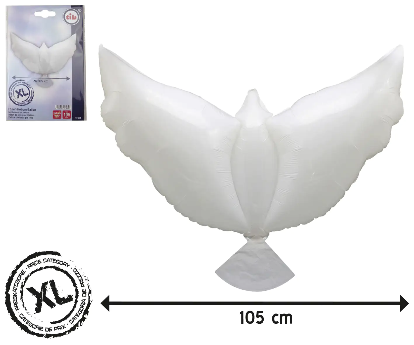 TIB Heyne Folienballon weiße Taube 1 Stück