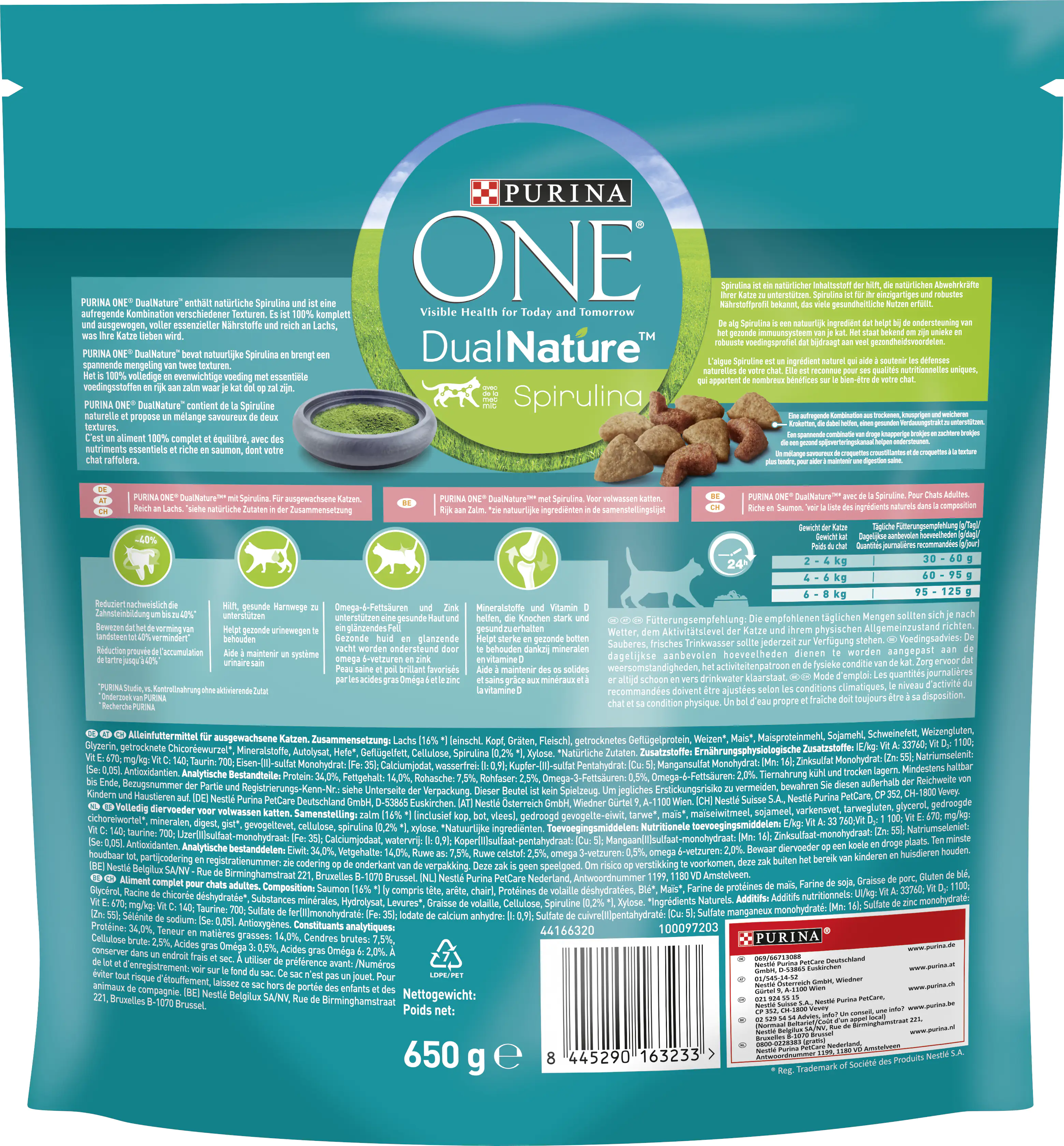Purina One Katzenfutter DualNature mit Spirulina & Lachs 650 g Purina One Katzenfutter DualNature mit Spirulina & Lachs 650 g