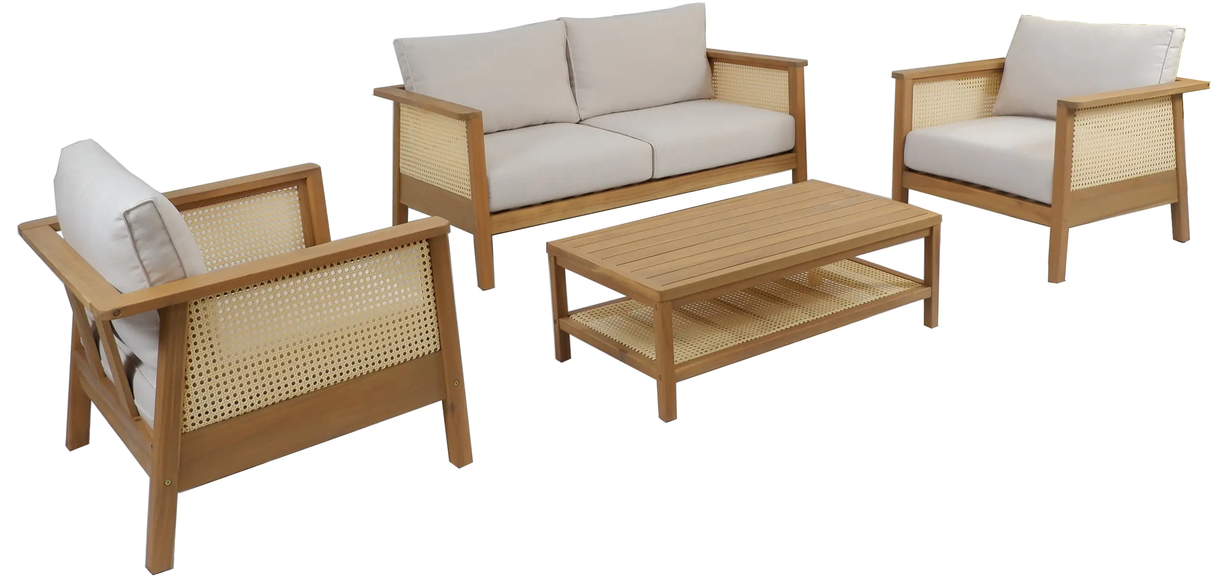 Primaster Gartenmöbel-Set Aruba Akazie/Wiener Geflecht