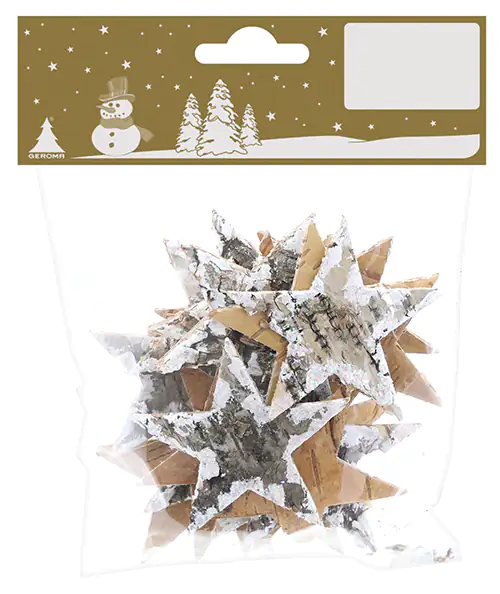 Rindensterne natur /weiß 6,5cm, 18 Stück