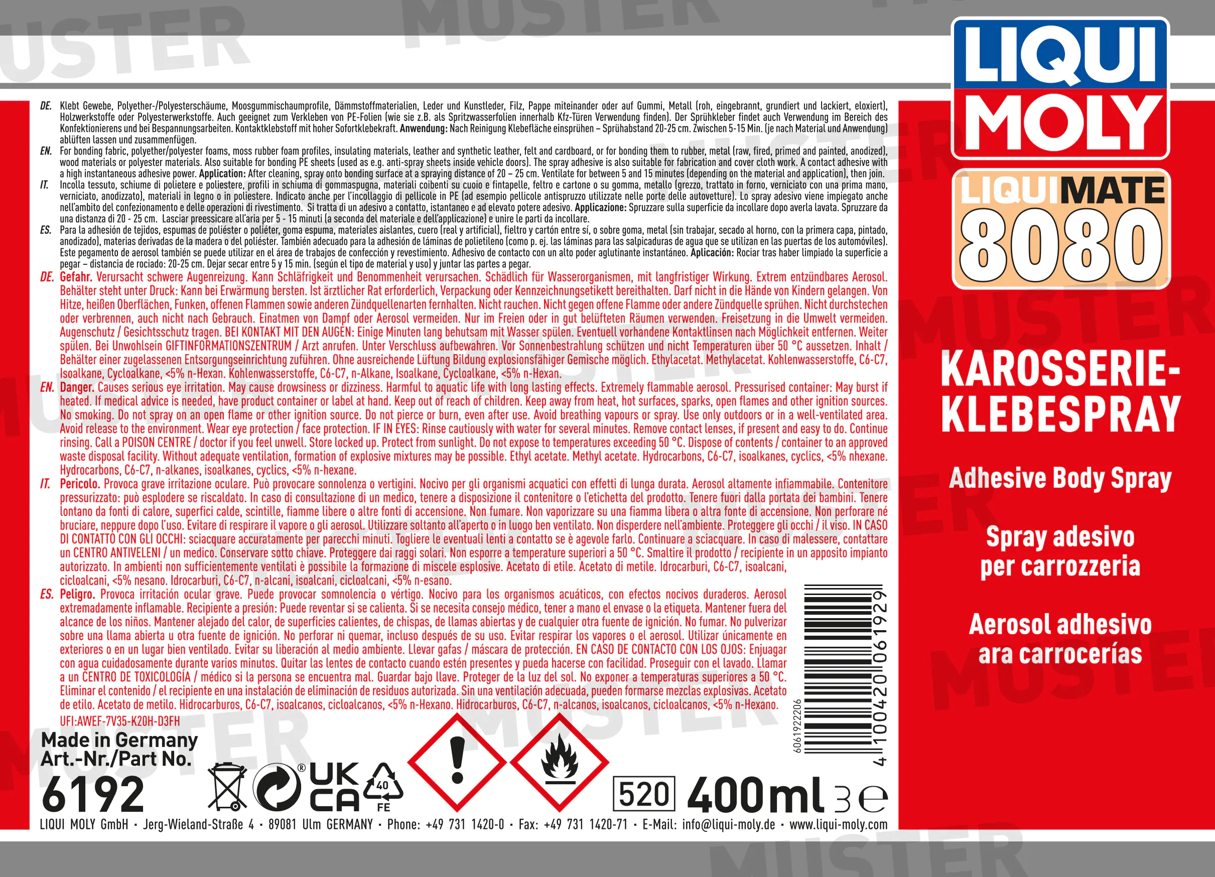 Liqui Moly Karosserie-Klebespray 400 ml Liqui Moly Karosserie-Klebespray 400 ml