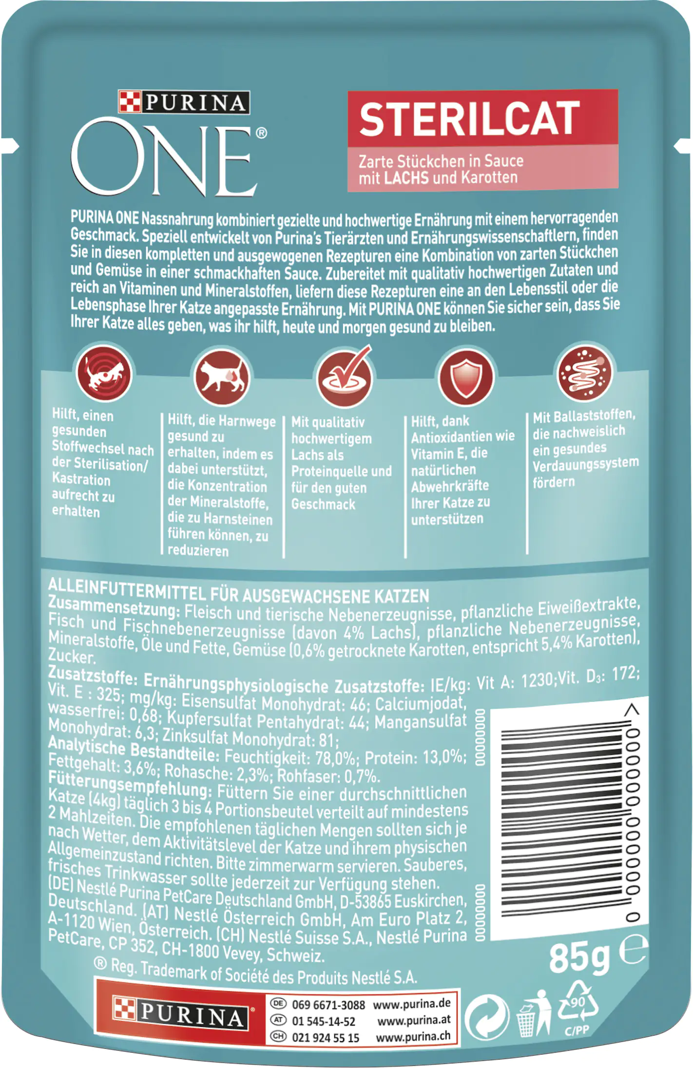 Purina ONE Sterilcat Lachs Katzennassfutter 85 g Purina ONE Sterilcat Lachs Katzennassfutter 85 g