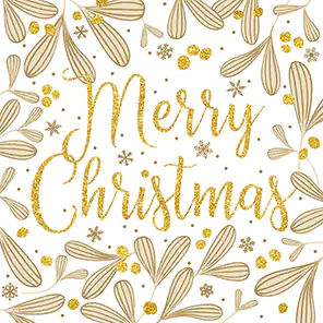 4014995803825 Braun & Company Servietten Sparkl.Mistletoes weiß 33 x 33 cm - 20er Pack