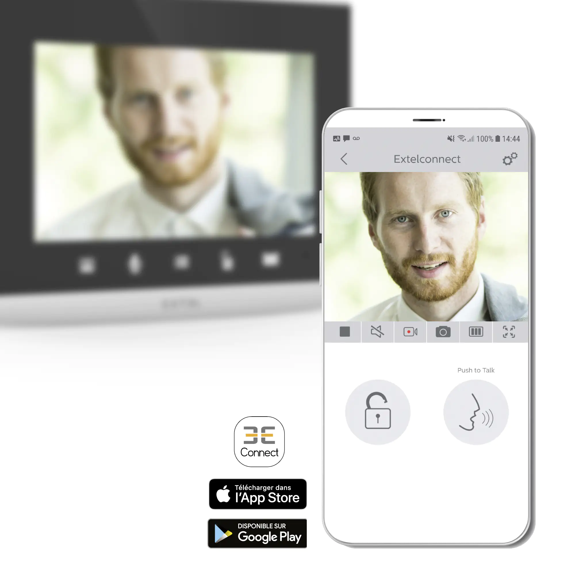 Extel Video-Türsprechanlage Connect 2 kabelgebunden, WLAN, 7 Zoll Monitor
