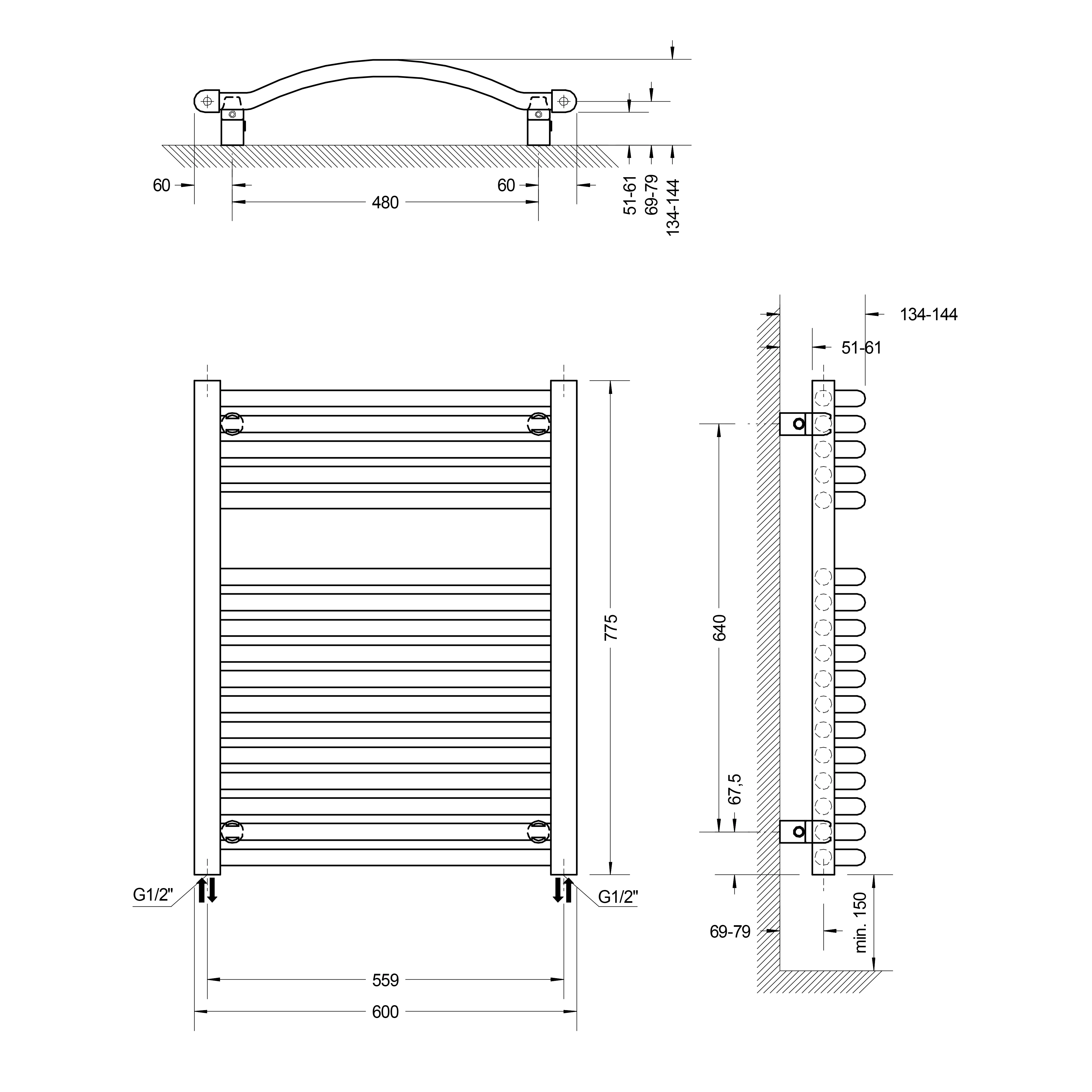 Schulte Badheizkörper Olympia 77,5 x 60 cm 538 Watt