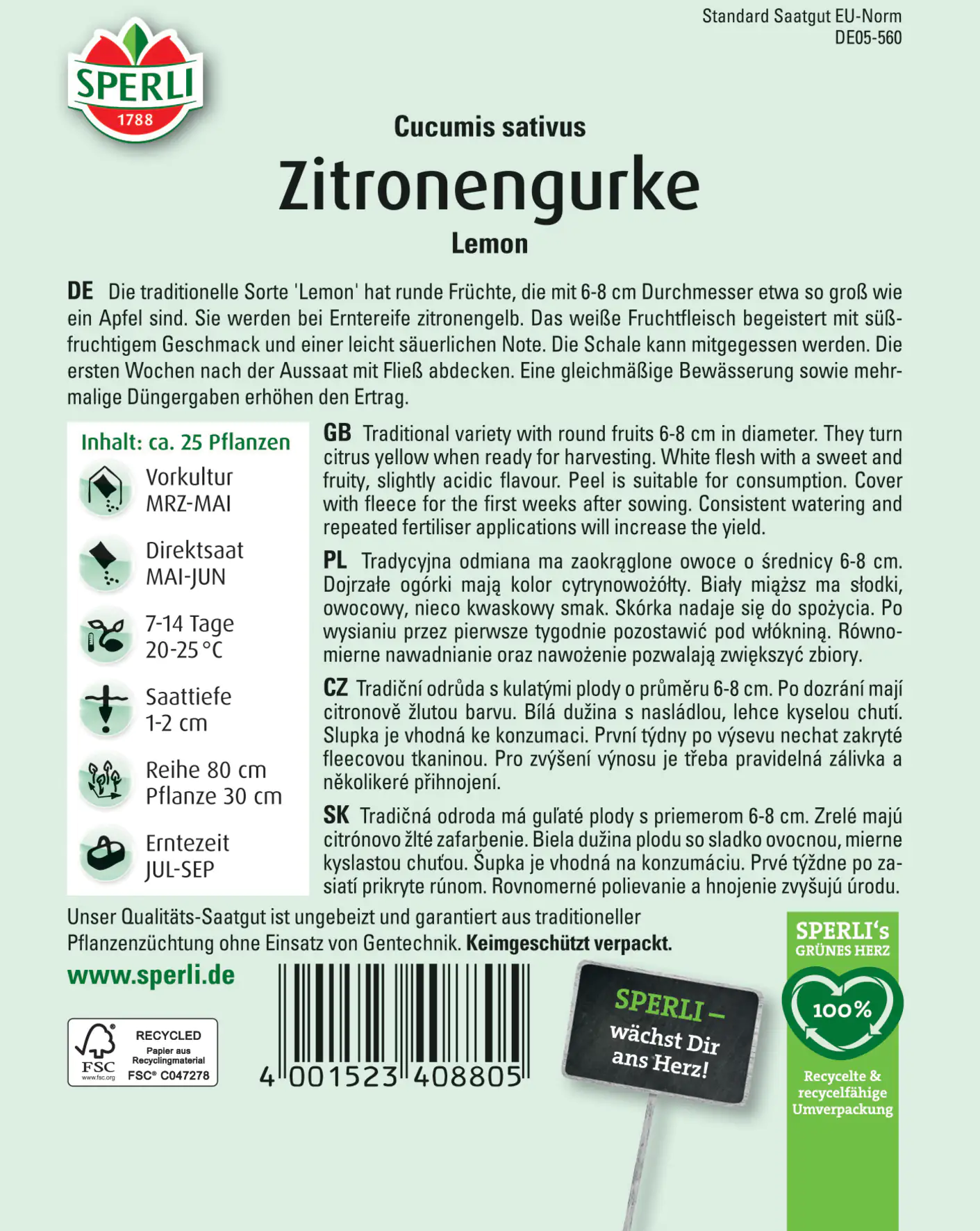 Sperli Zitronengurke Lemon