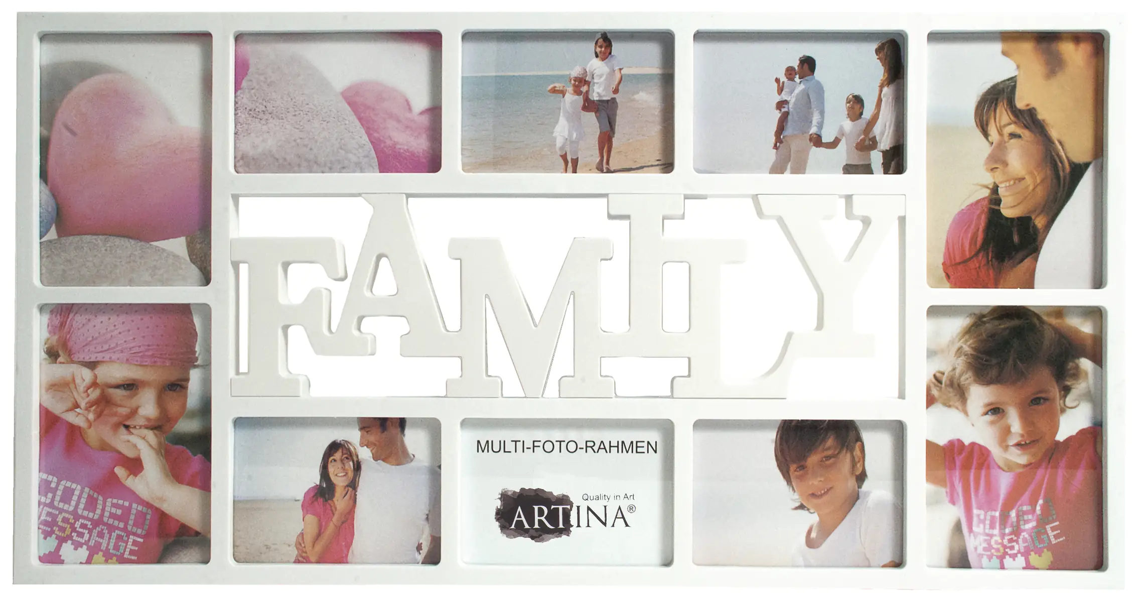 Bilderrahmen Multi Setzkasten , 10 Fotos, weiß, 73 x 38 cm