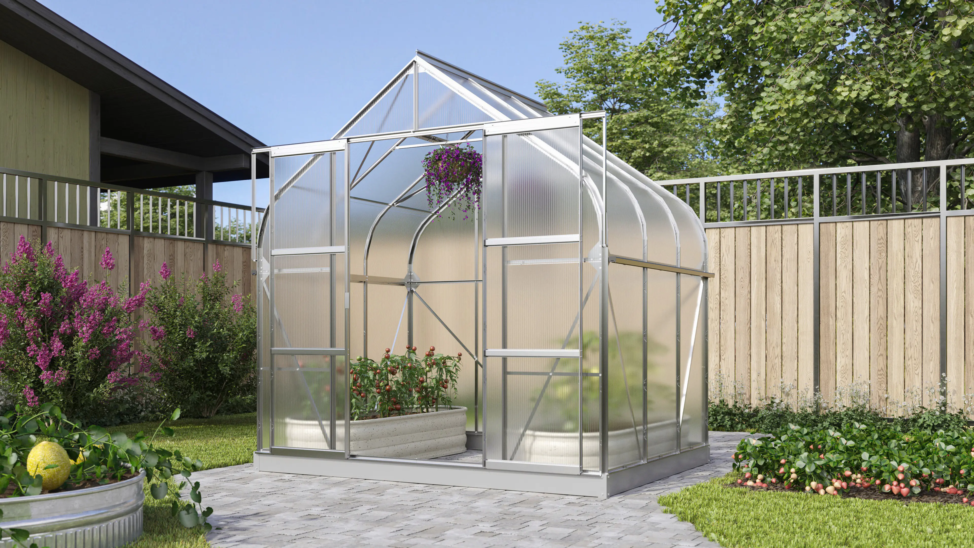 Vitavia Gewächshaus-Set-Set Dione 5000 HKP 4 mm alu 254 x 192 cm