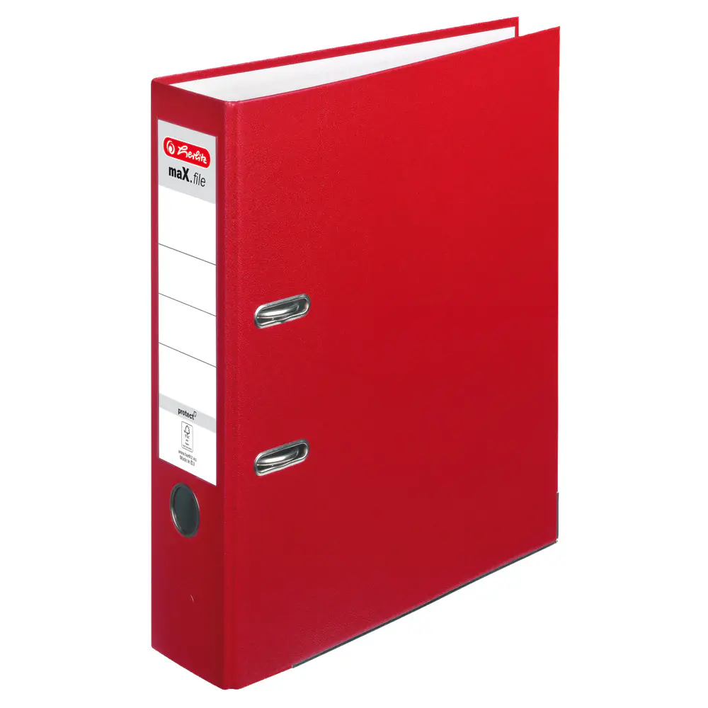 herlitz Ordner max.file protect A4 PP-Folienbezug, Fenster, 8 cm, rot