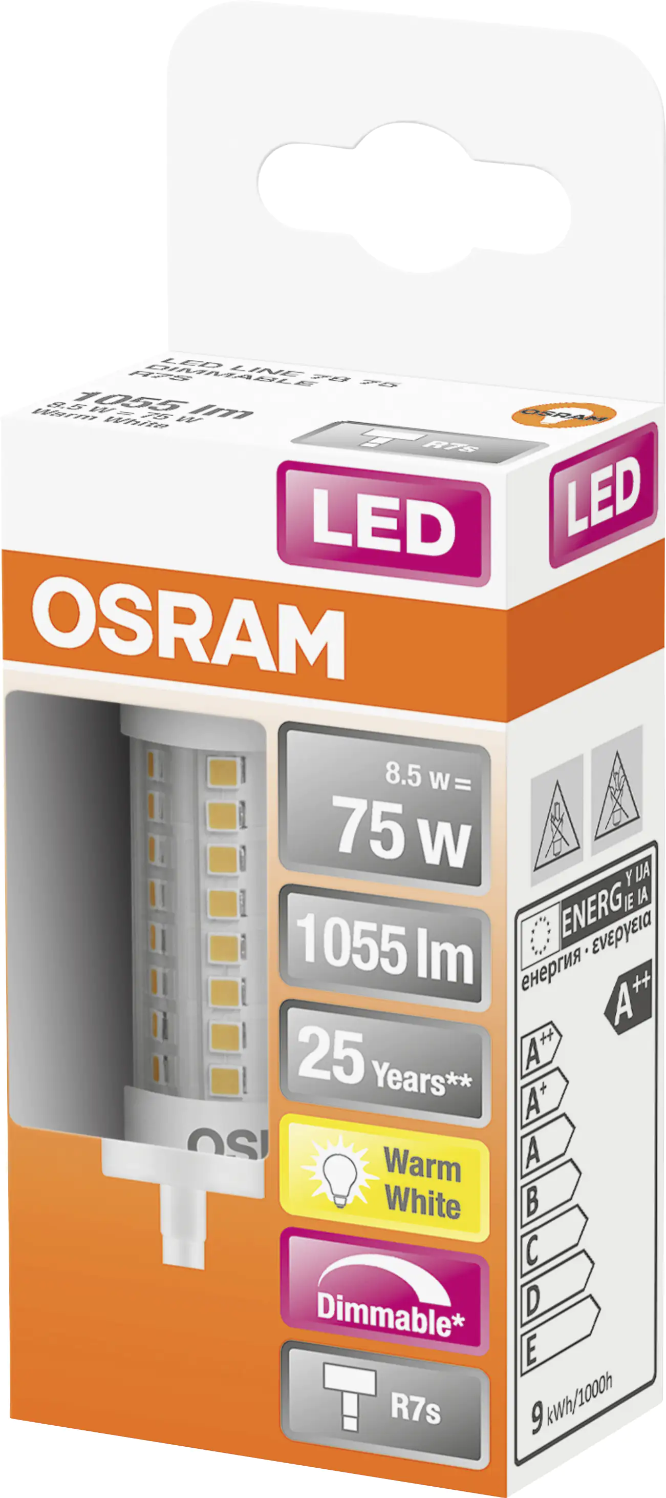 Osram LED Röhre R7S 9,5 W warmweiß, dimmbar, klar Osram LED Röhre R7S 9,5 W warmweiß, dimmbar, klar
