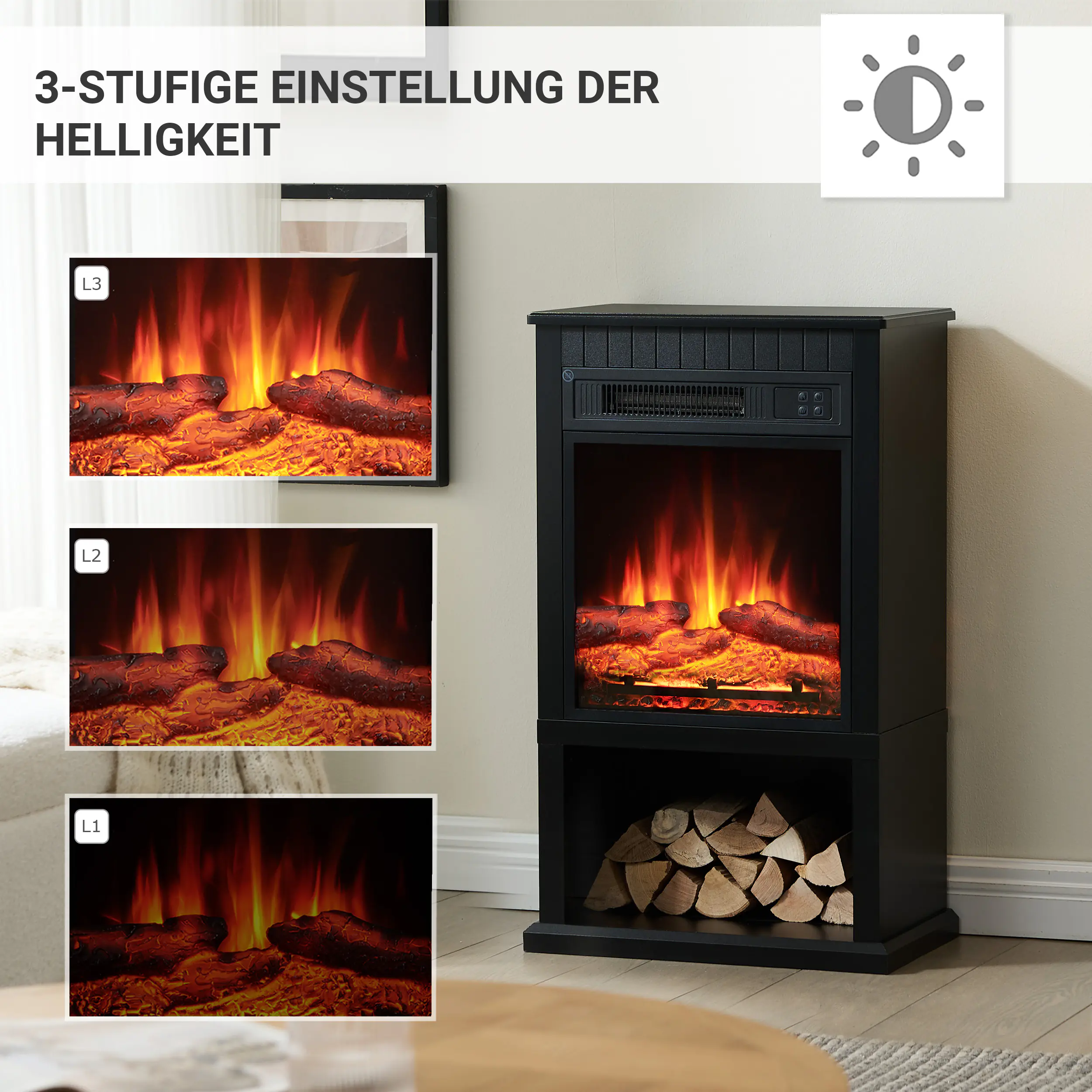 Elektrokamin BALDERIA Ember - Standkamin - schwarz