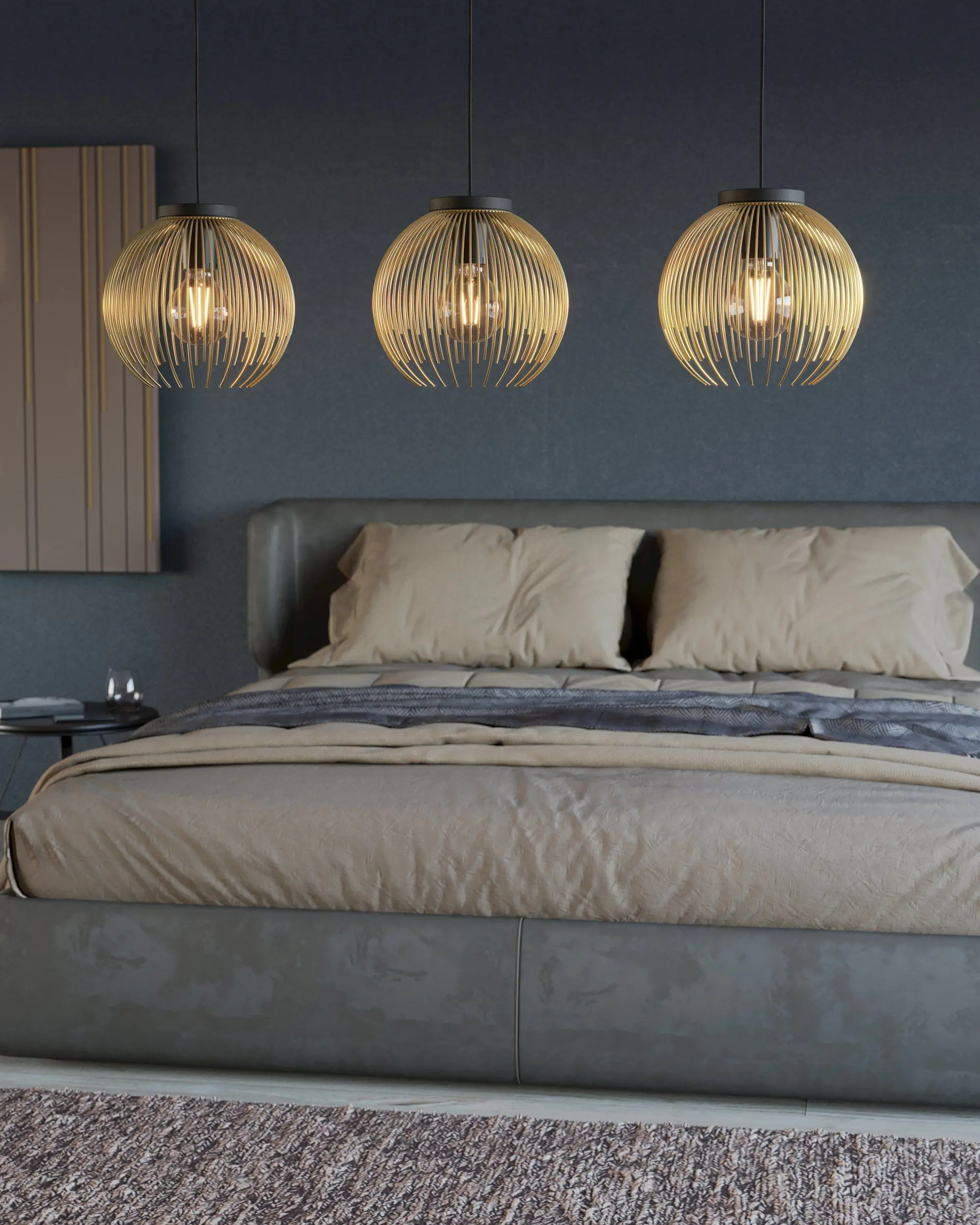 Eglo 3er Pendelleuchte Venezuela schwarz-gold 93,5 x 23,5 cm E27 40 W