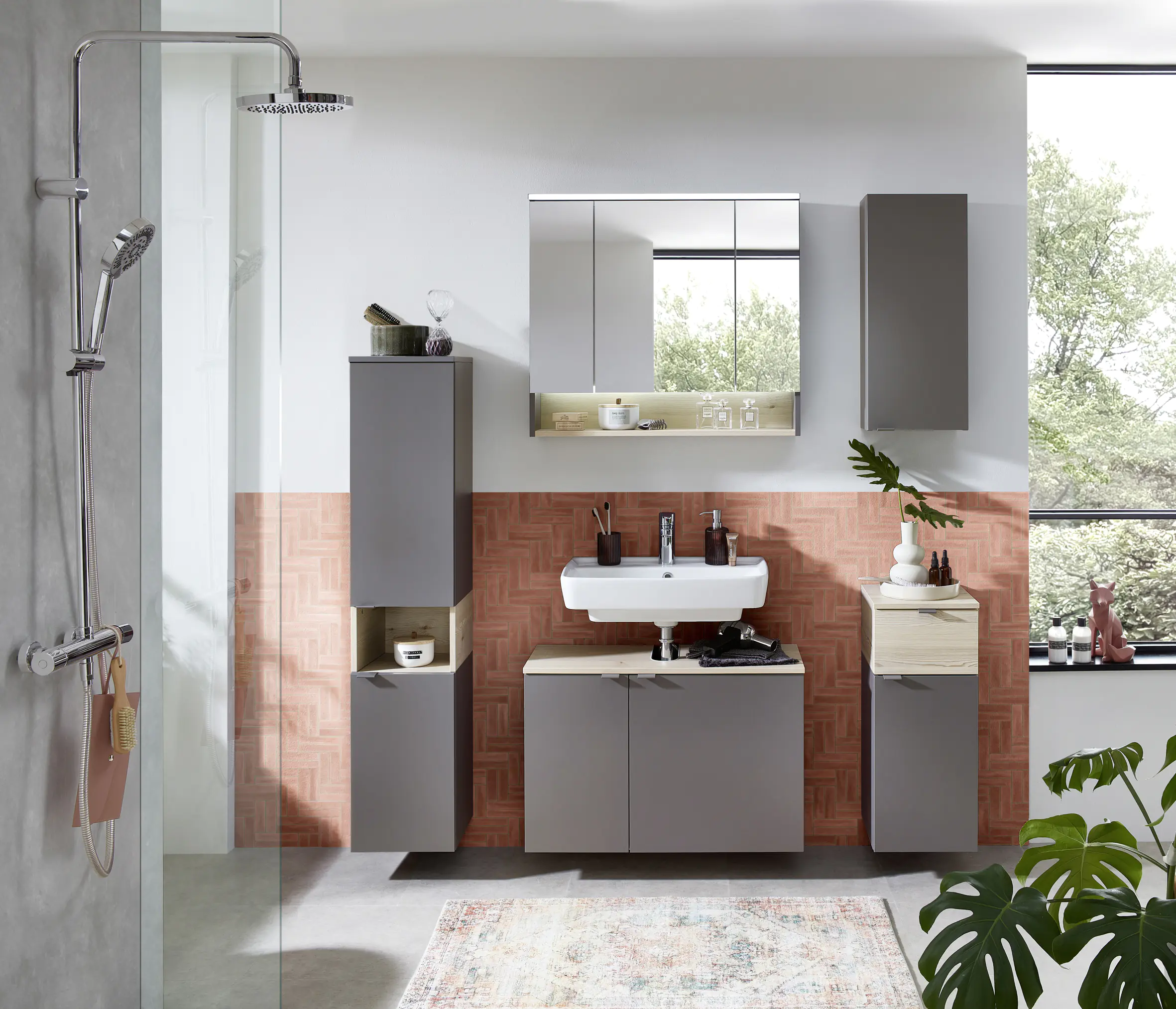 Pelipal Midischrank Quickset 394 Quarzgrau/Akzent Polar Pinie 30 cm