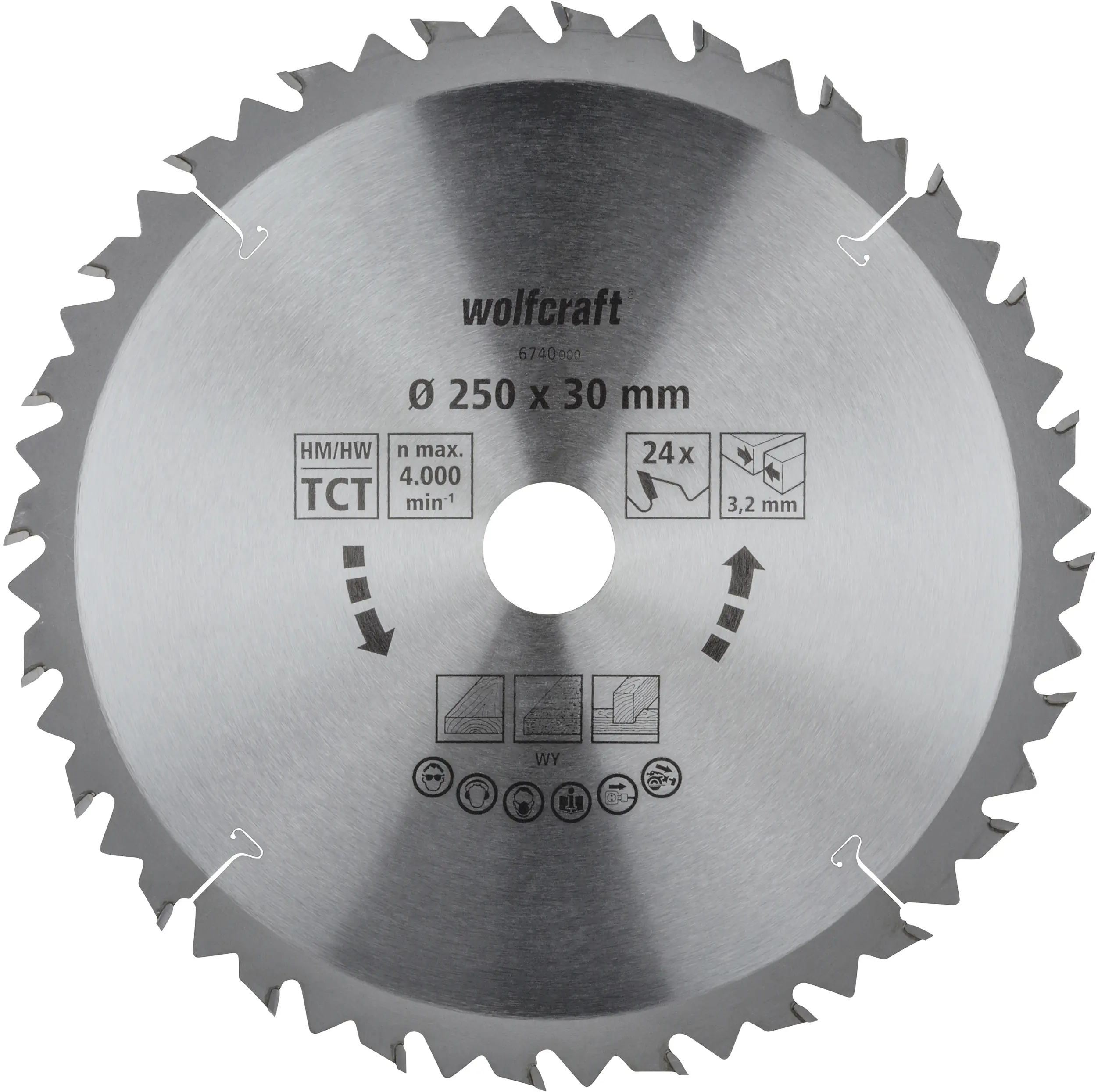 Wolfcraft Tischkreissägeblatt Hartmetall Ø 250 mm 24 Zähne