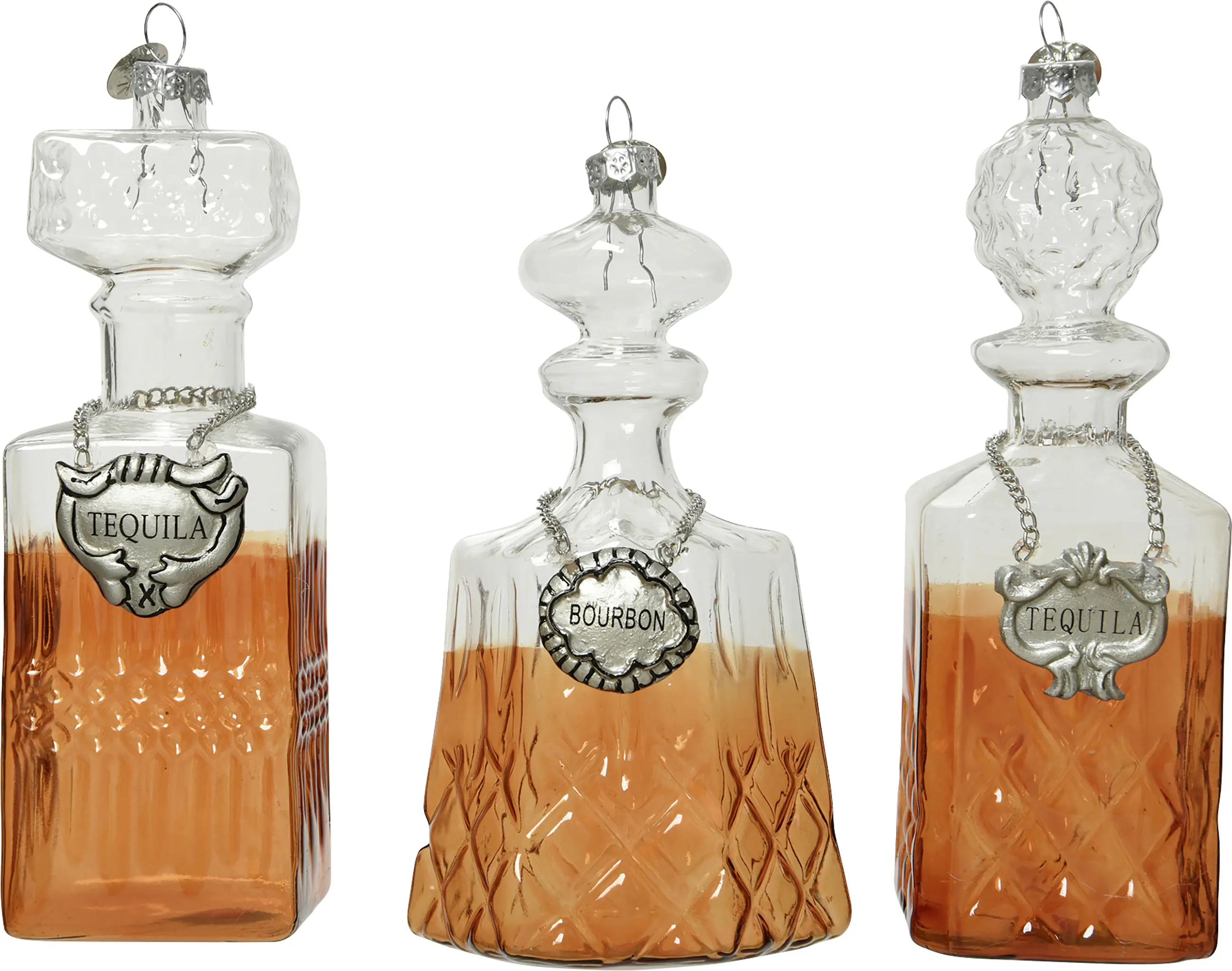 Decoris Weihnachtskugel aus Glas Spiritosen 12 cm 3-fach sortiert