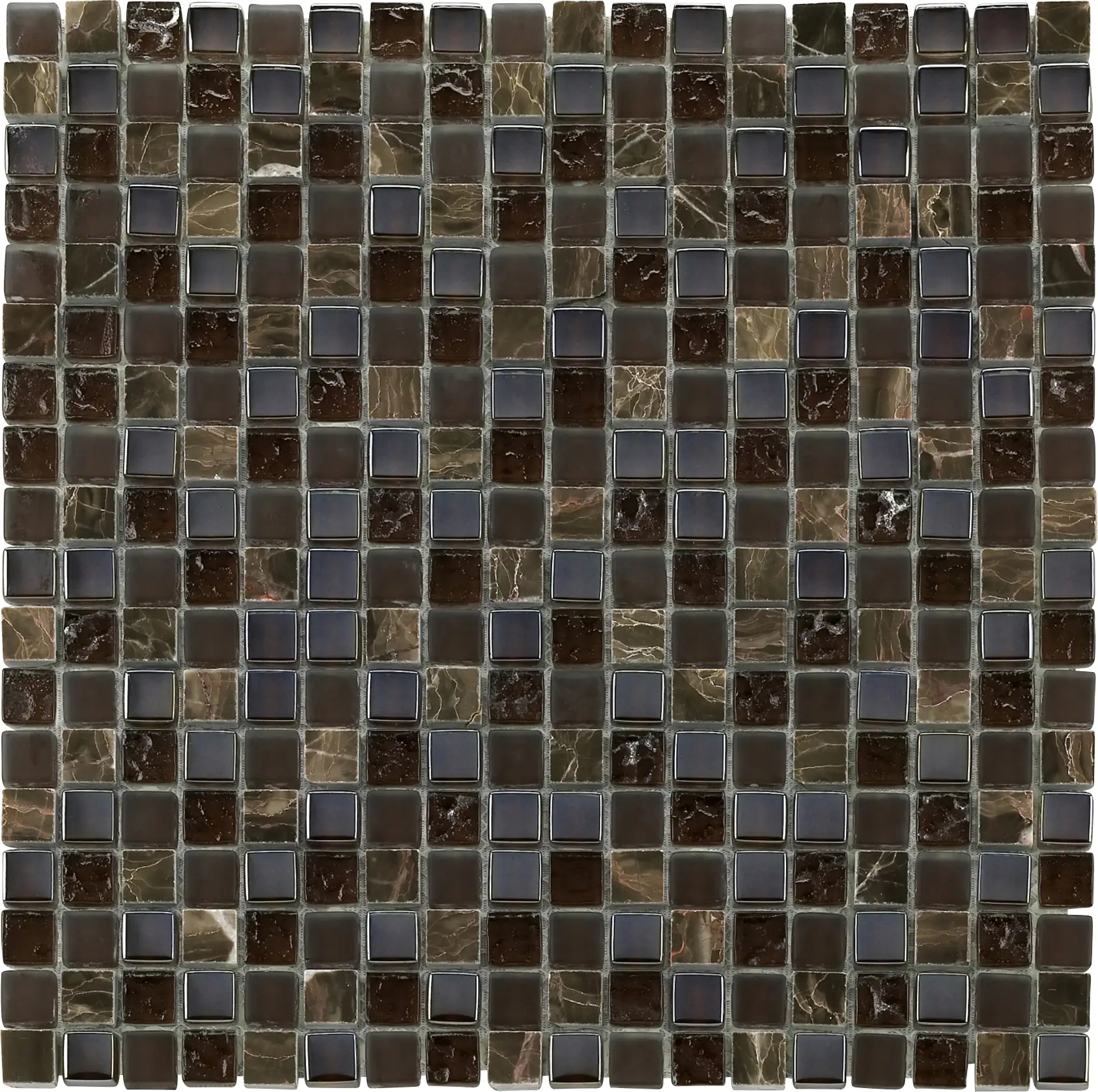 Mosaikfliese Glas-Naturstein 30 x 30 cm braun Steinmaß: ca. 1,5 x 1,5 cm