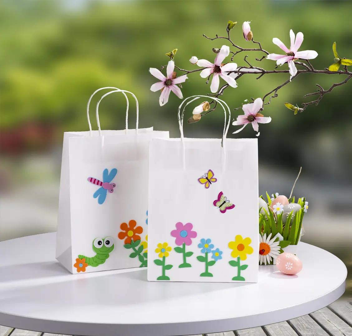 Glorex Papiertragetasche mit Kordelgriff weiß 10 Stk. 12 x 15 cm