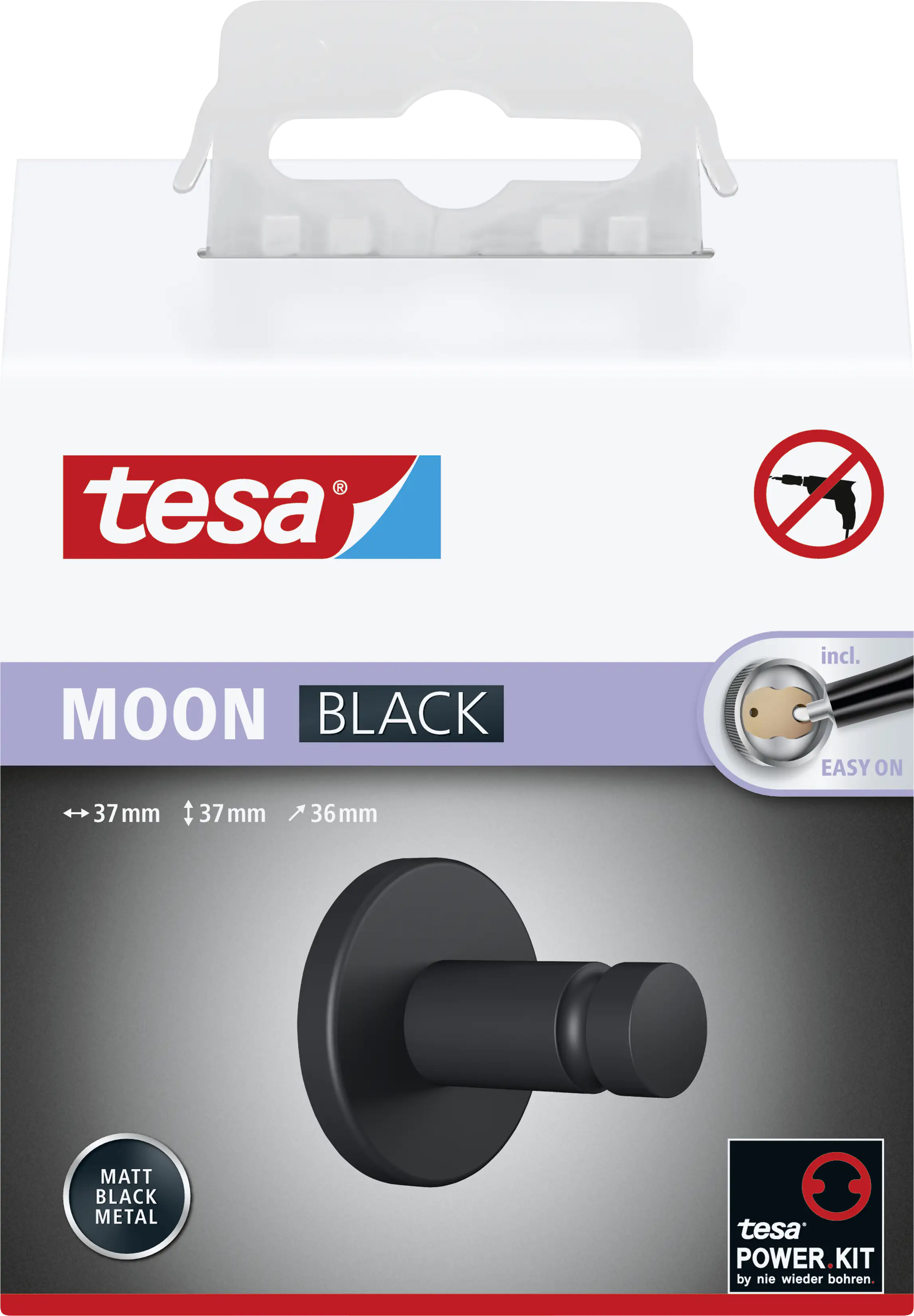 Tesa Handtuchhaken MOON  schwarz zum Kleben Tesa Handtuchhaken MOON  schwarz zum Kleben