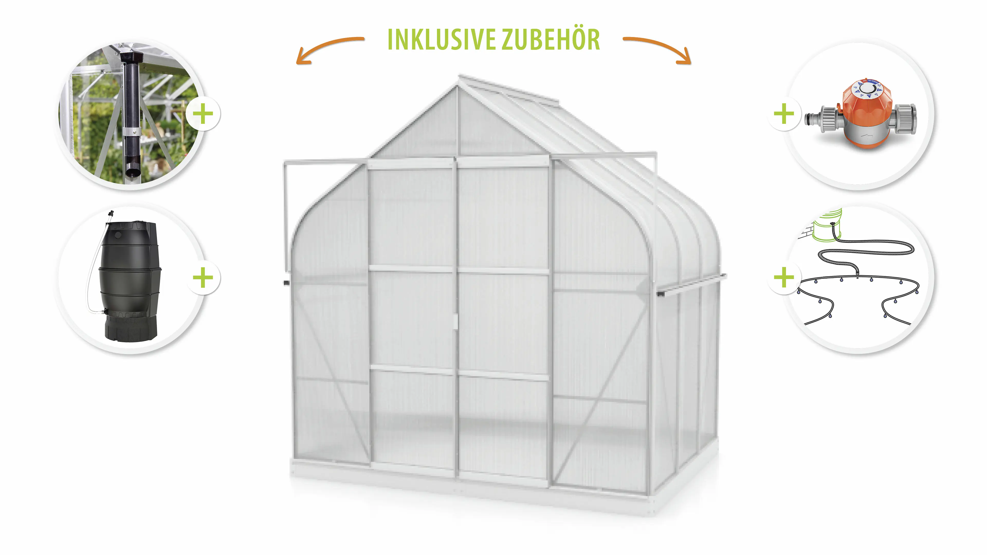 Vitavia Gewächshaus-Set-Set Dione 5000 HKP 4 mm alu 254 x 192 cm