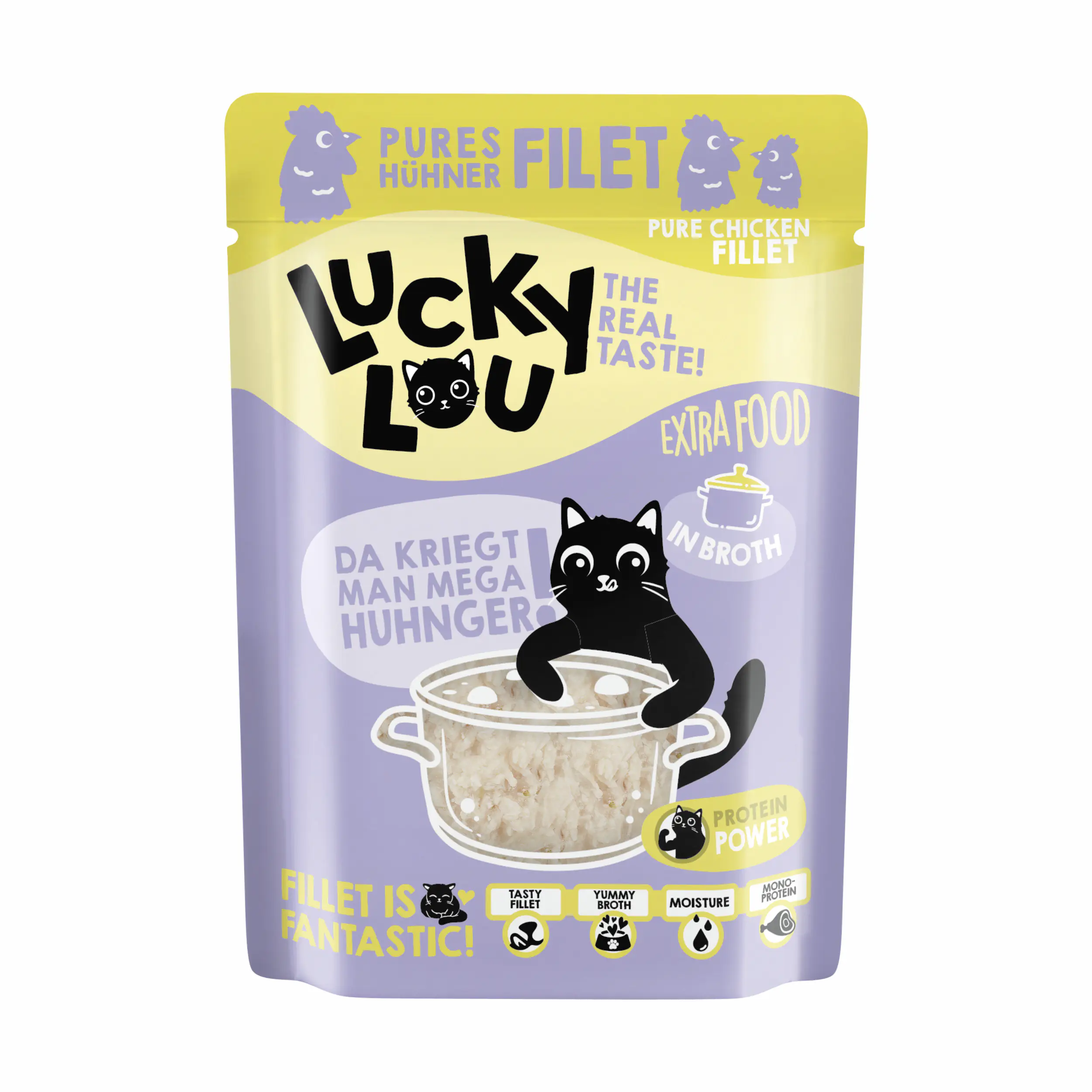 Lucky Lou Extrafood Katzennassfutter Adult getreidefrei 70 g Hühnerfilet in Sud
