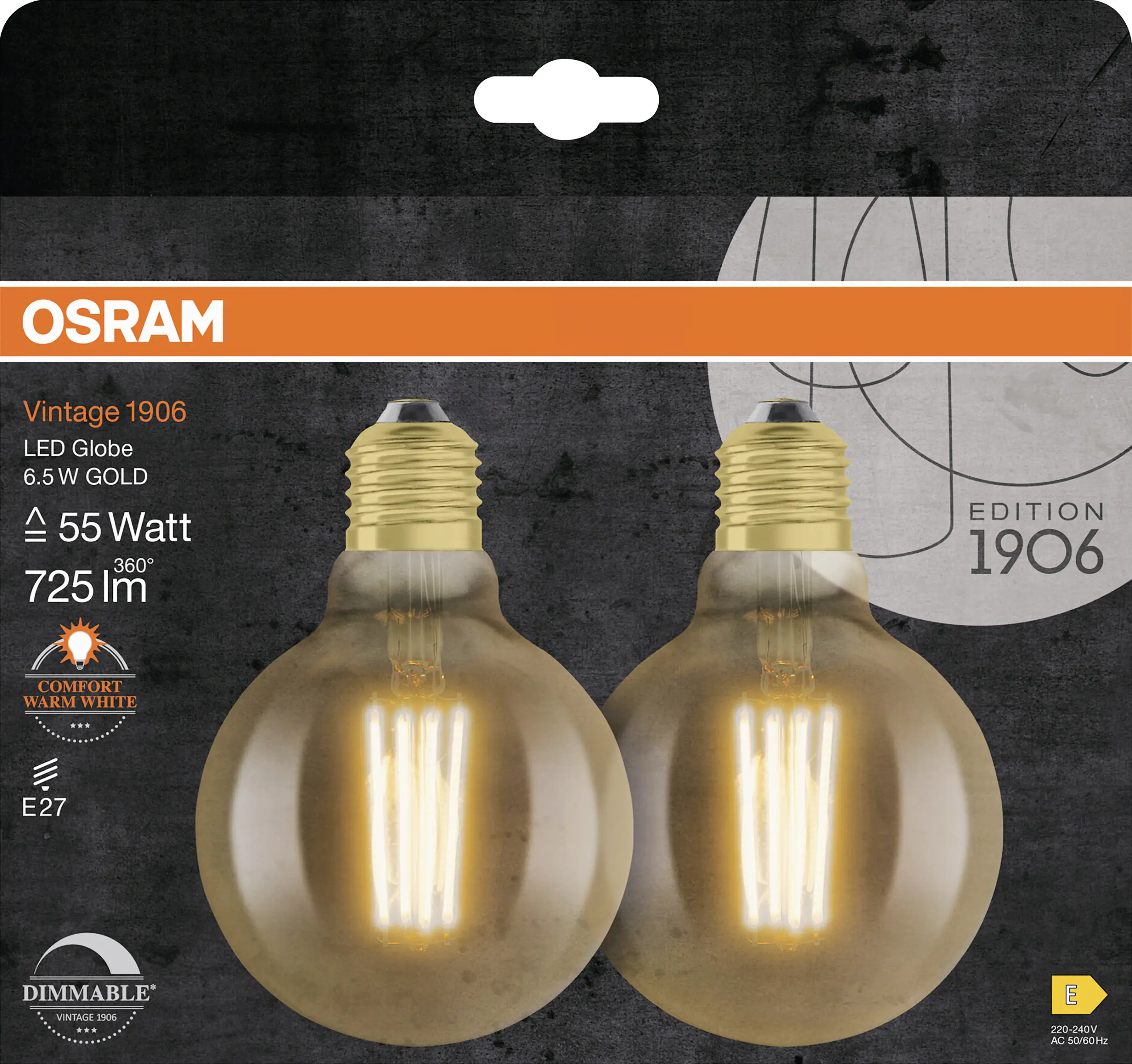 Osram LED Leuchtmittel Globe 95 E27 6,5 W warmweiß amber