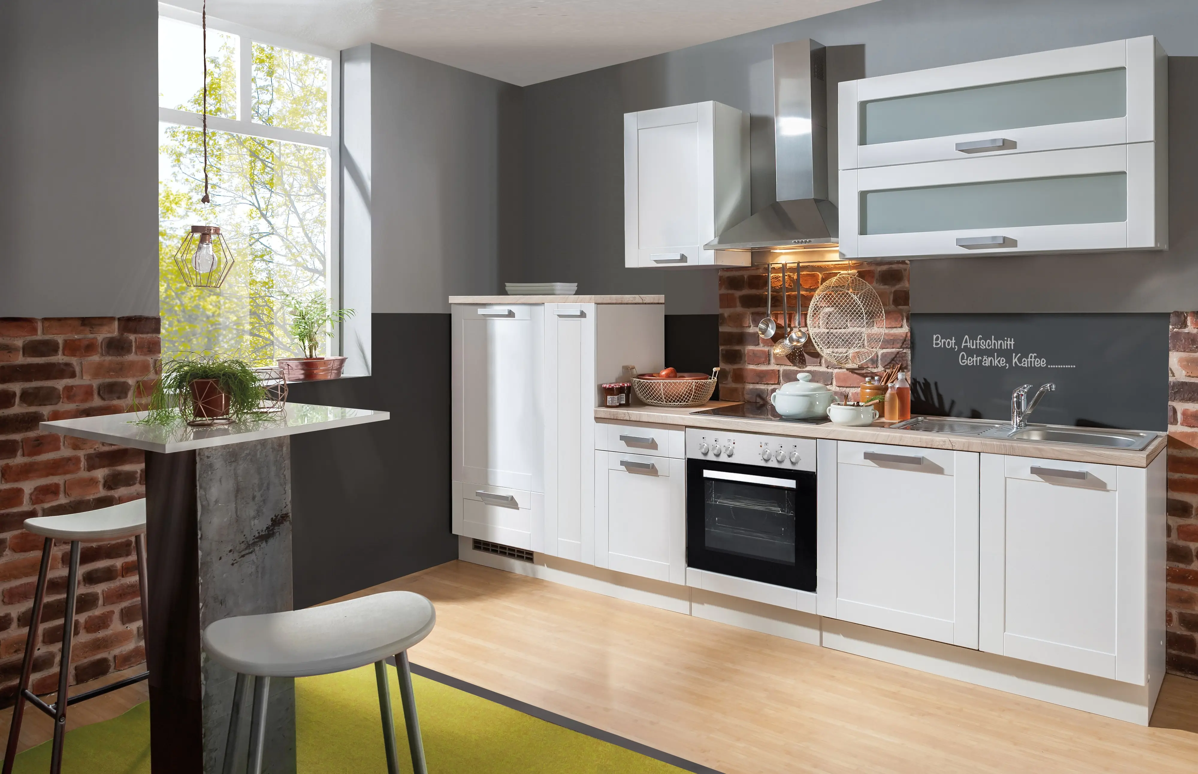 Menke Küchenzeile Landhausstil mit E-Geräte weiß 300 cm